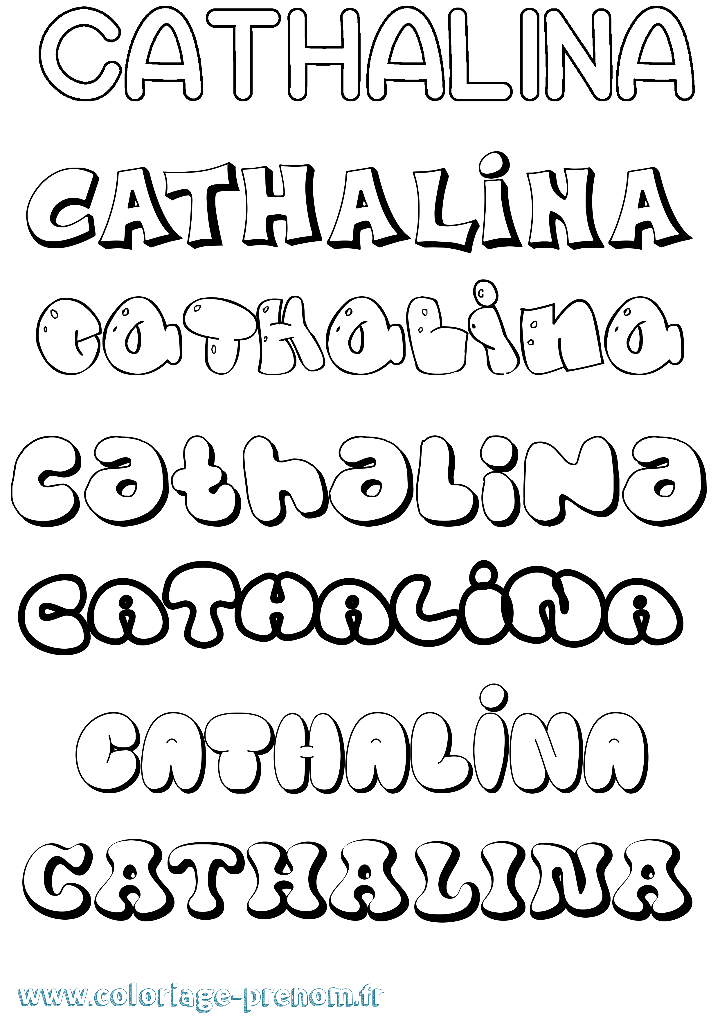 Coloriage Cathalina Bubble Coloriage prénom Cathalina Bubble