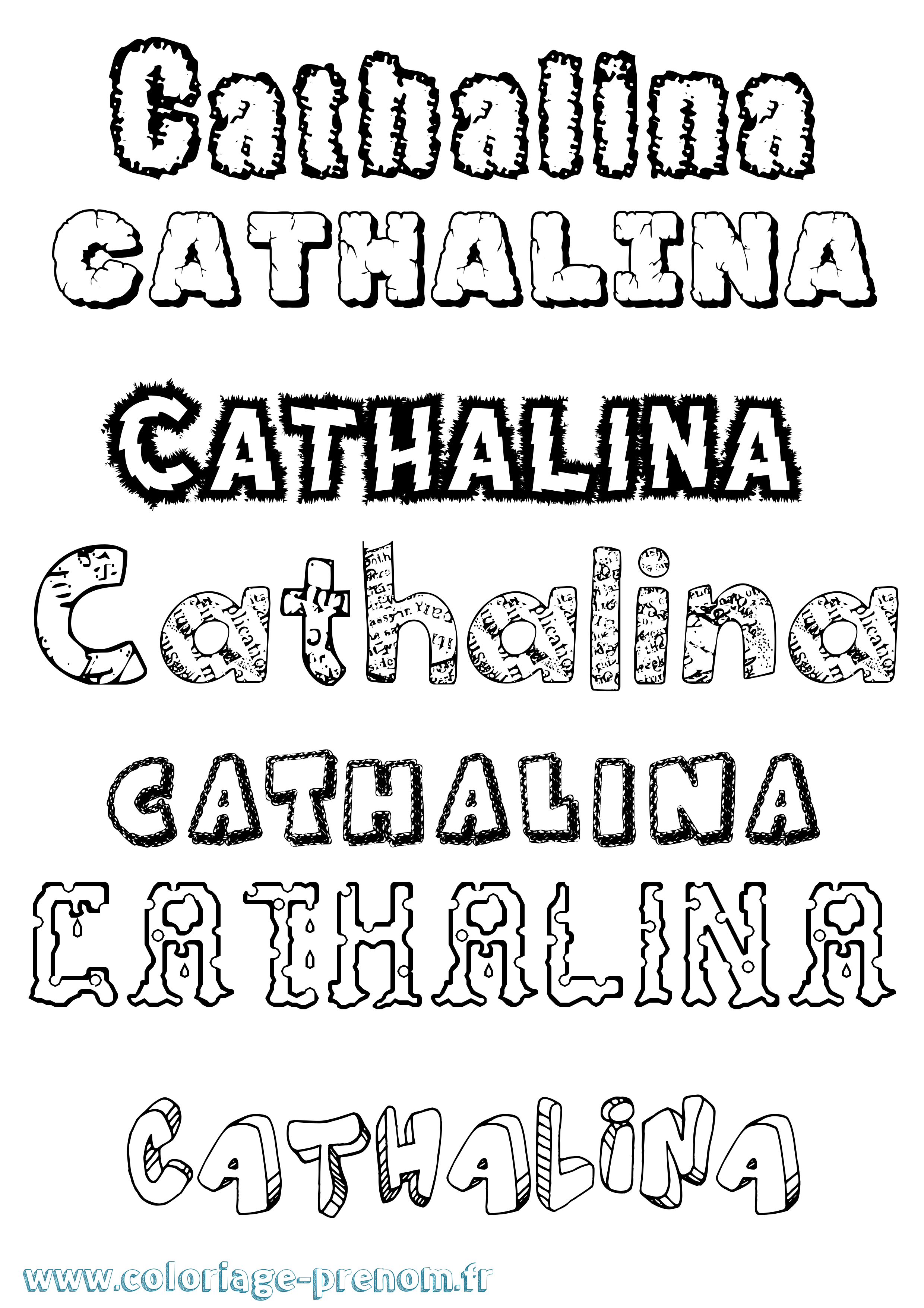 Coloriage Cathalina Destructuré Coloriage prénom Cathalina Destructuré
