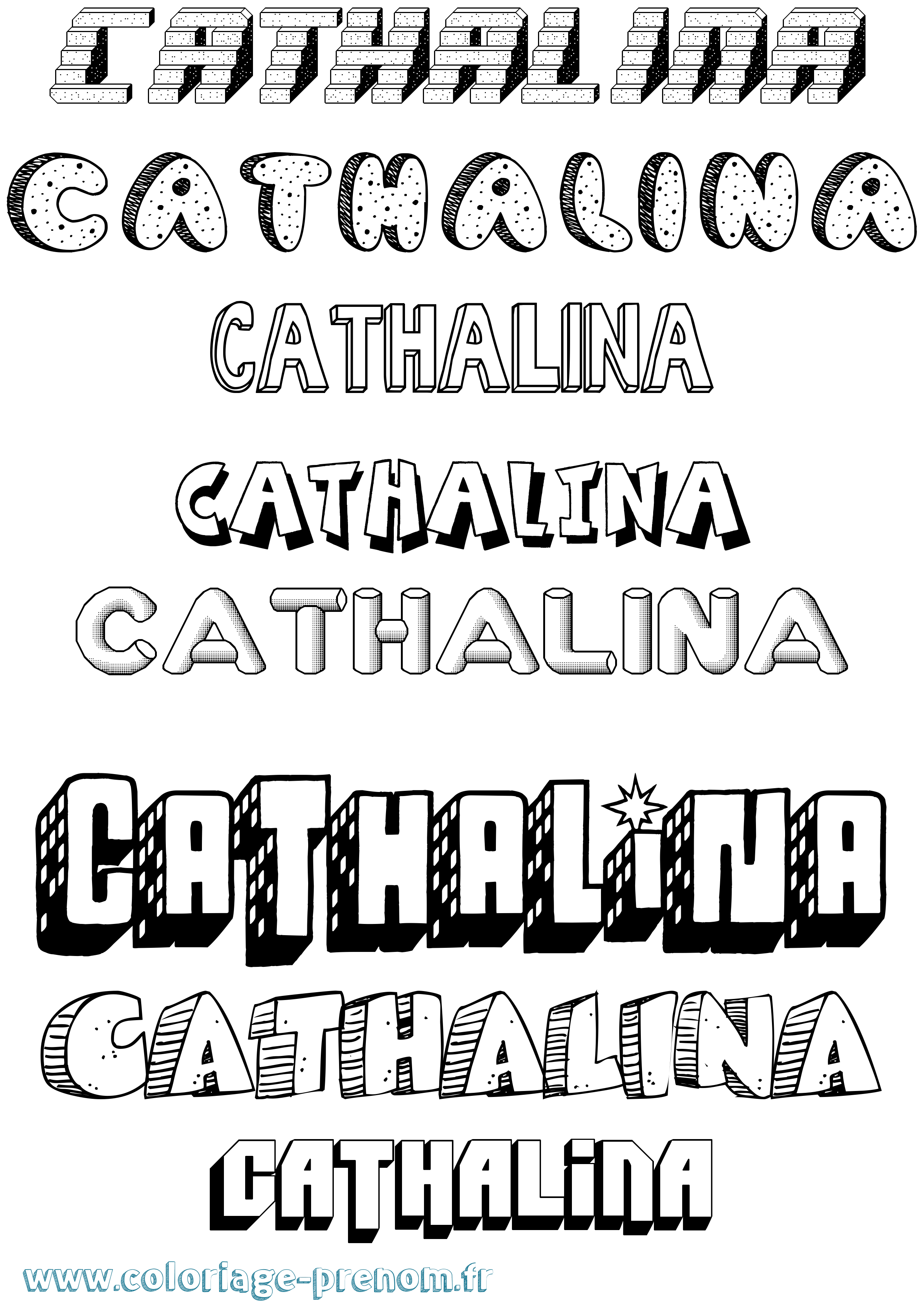 Coloriage Cathalina Effet 3D Coloriage prénom Cathalina Effet 3D