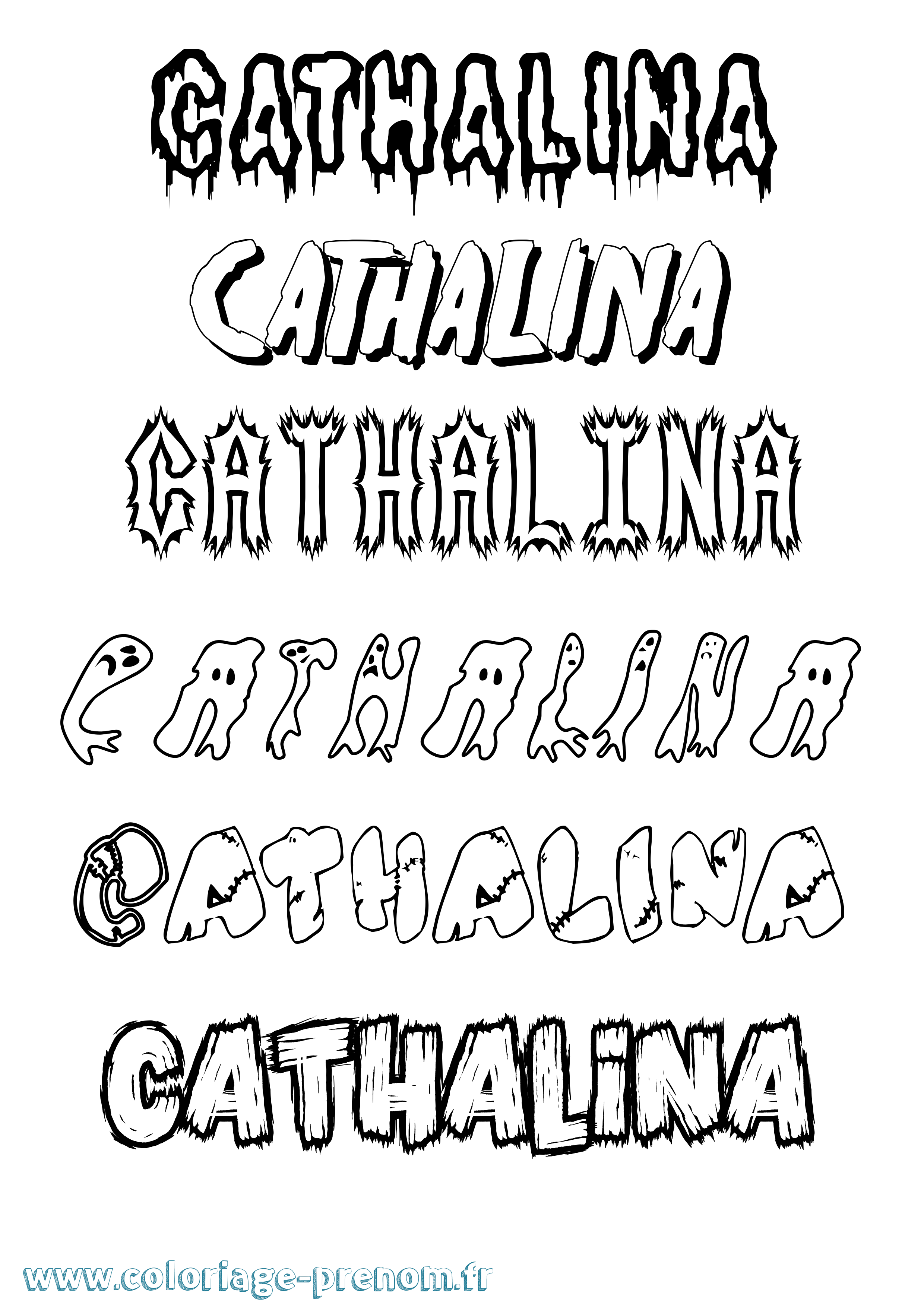 Coloriage Cathalina Frisson Coloriage prénom Cathalina Frisson