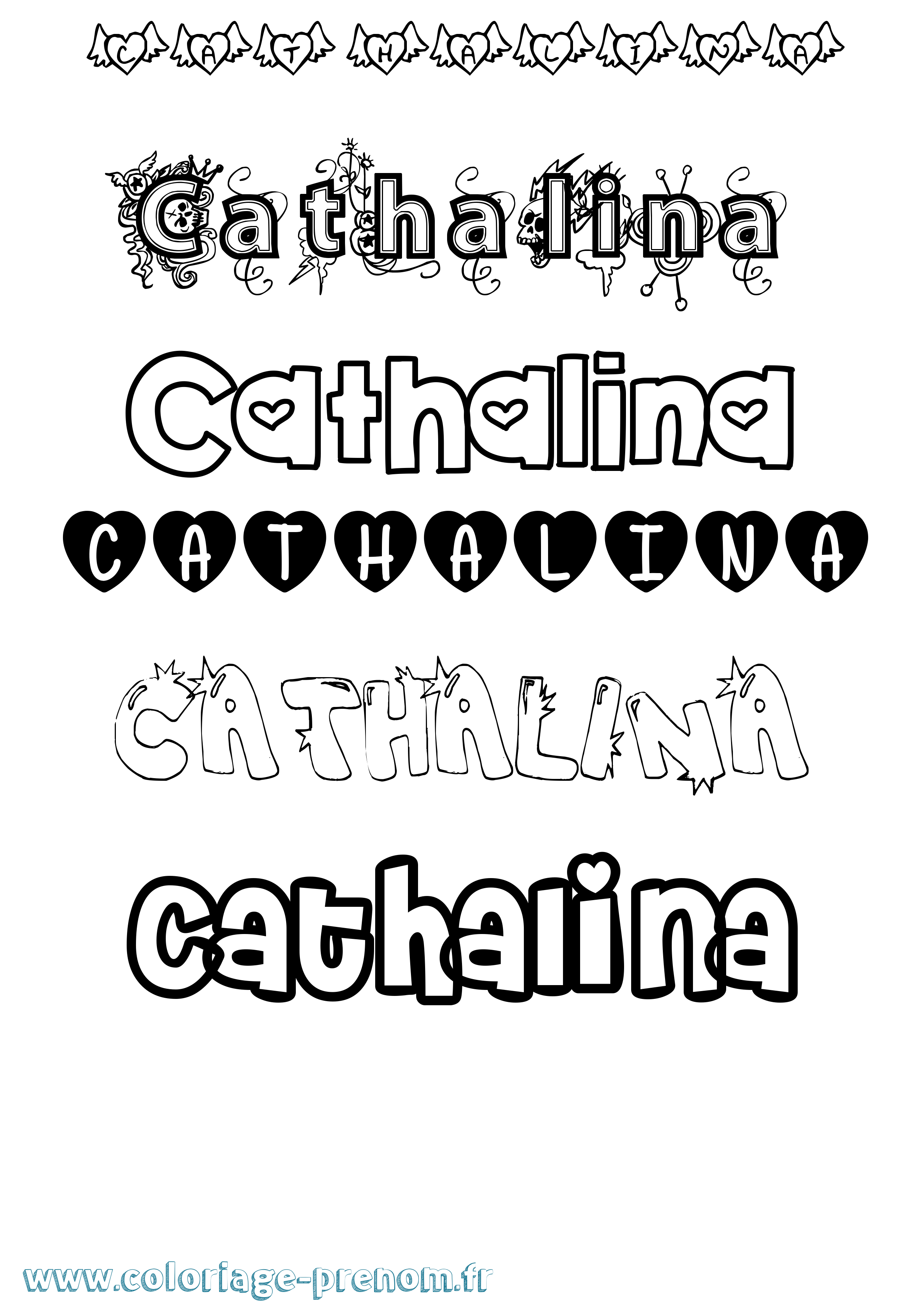 Coloriage Cathalina Girly Coloriage prénom Cathalina Girly