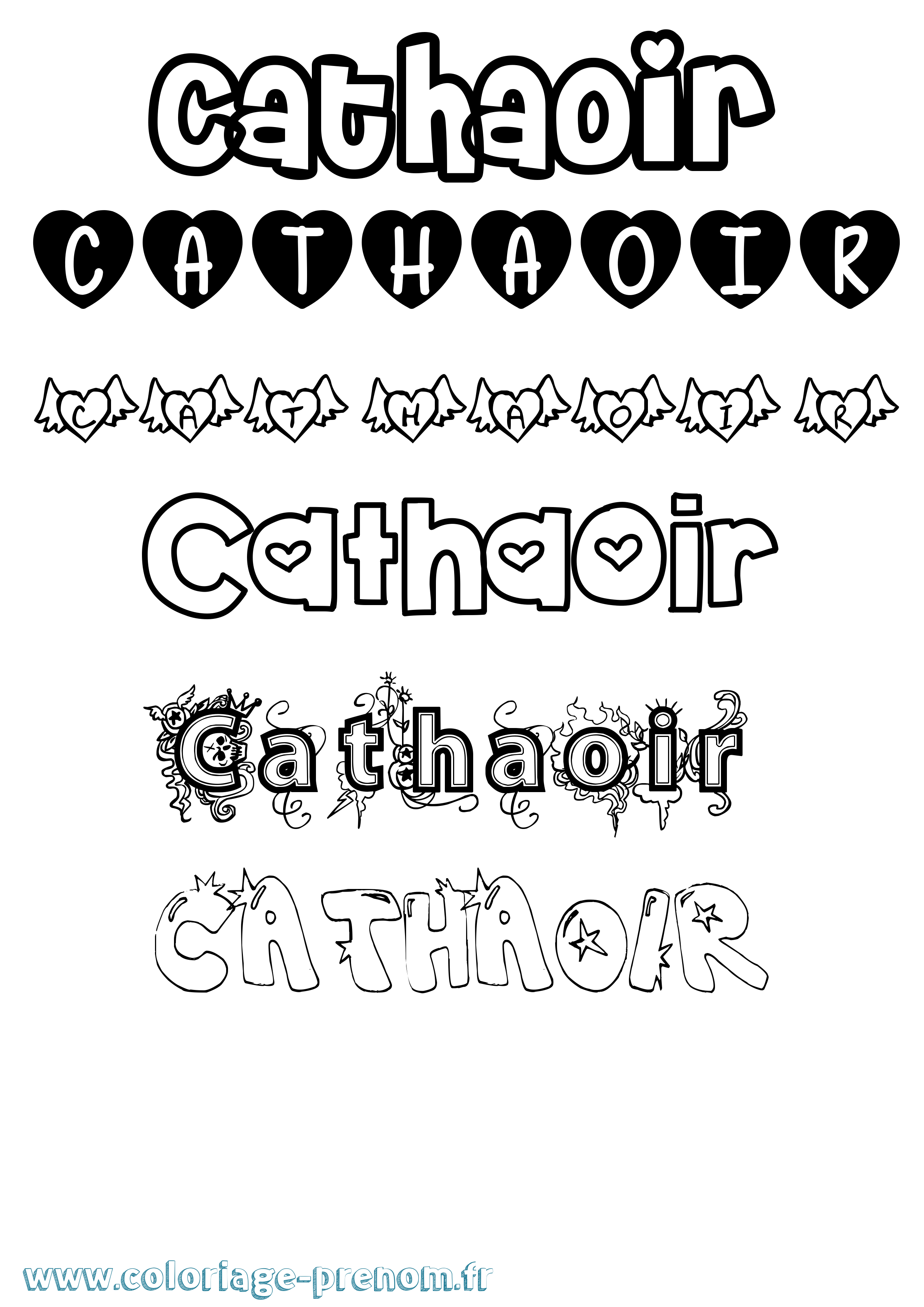 Coloriage Cathaoir Girly Coloriage prénom Cathaoir Girly