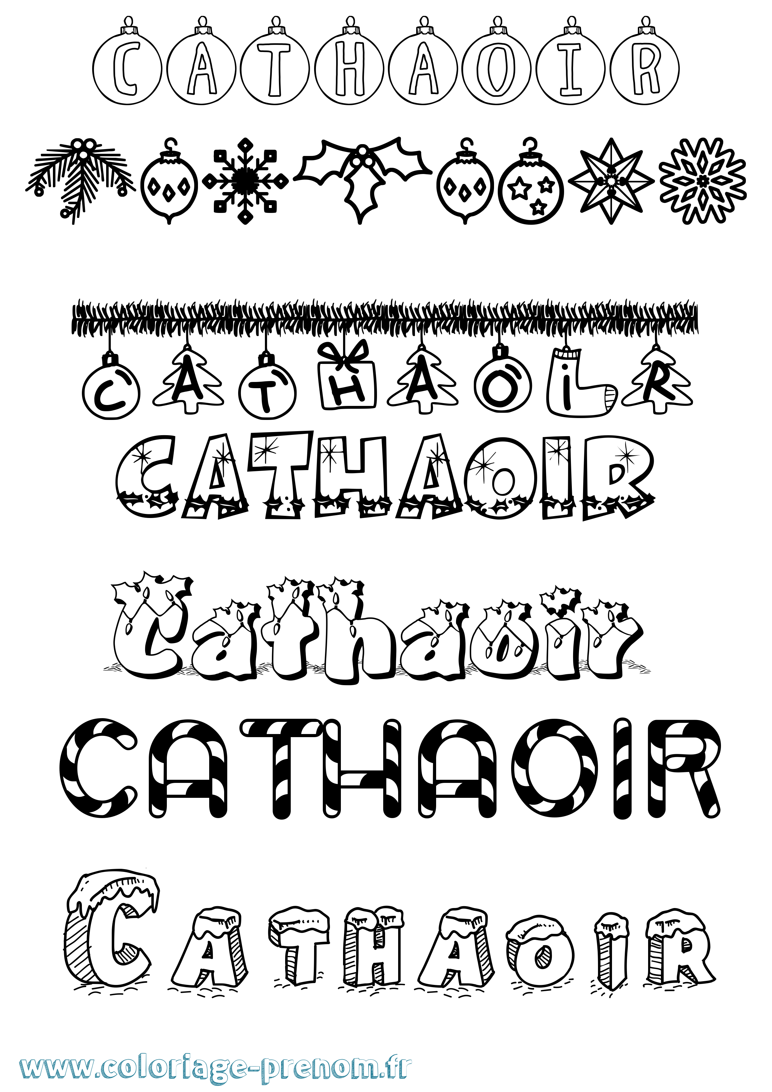 Coloriage Cathaoir Noël Coloriage prénom Cathaoir Noël