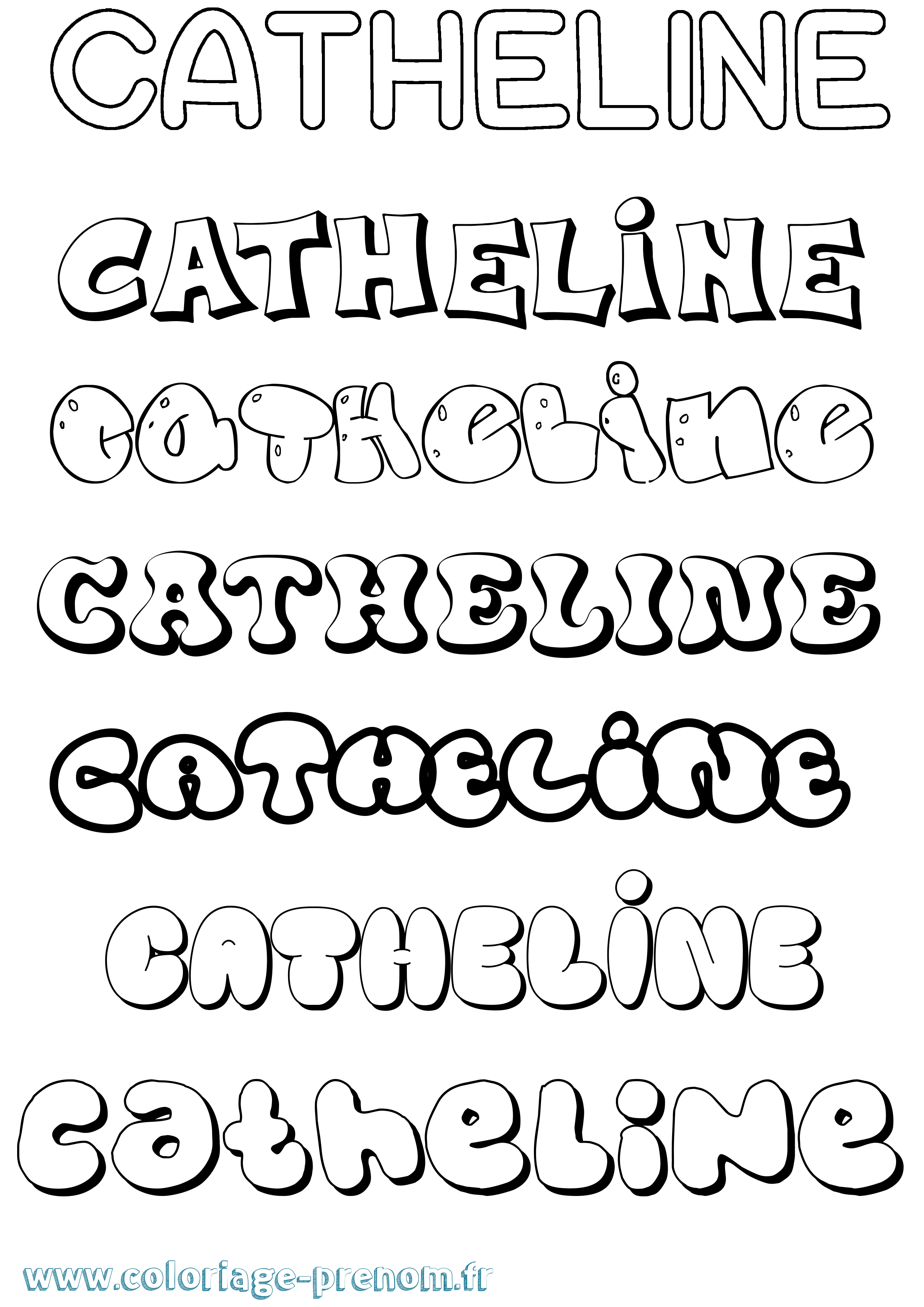 Coloriage Catheline Bubble Coloriage prénom Catheline Bubble