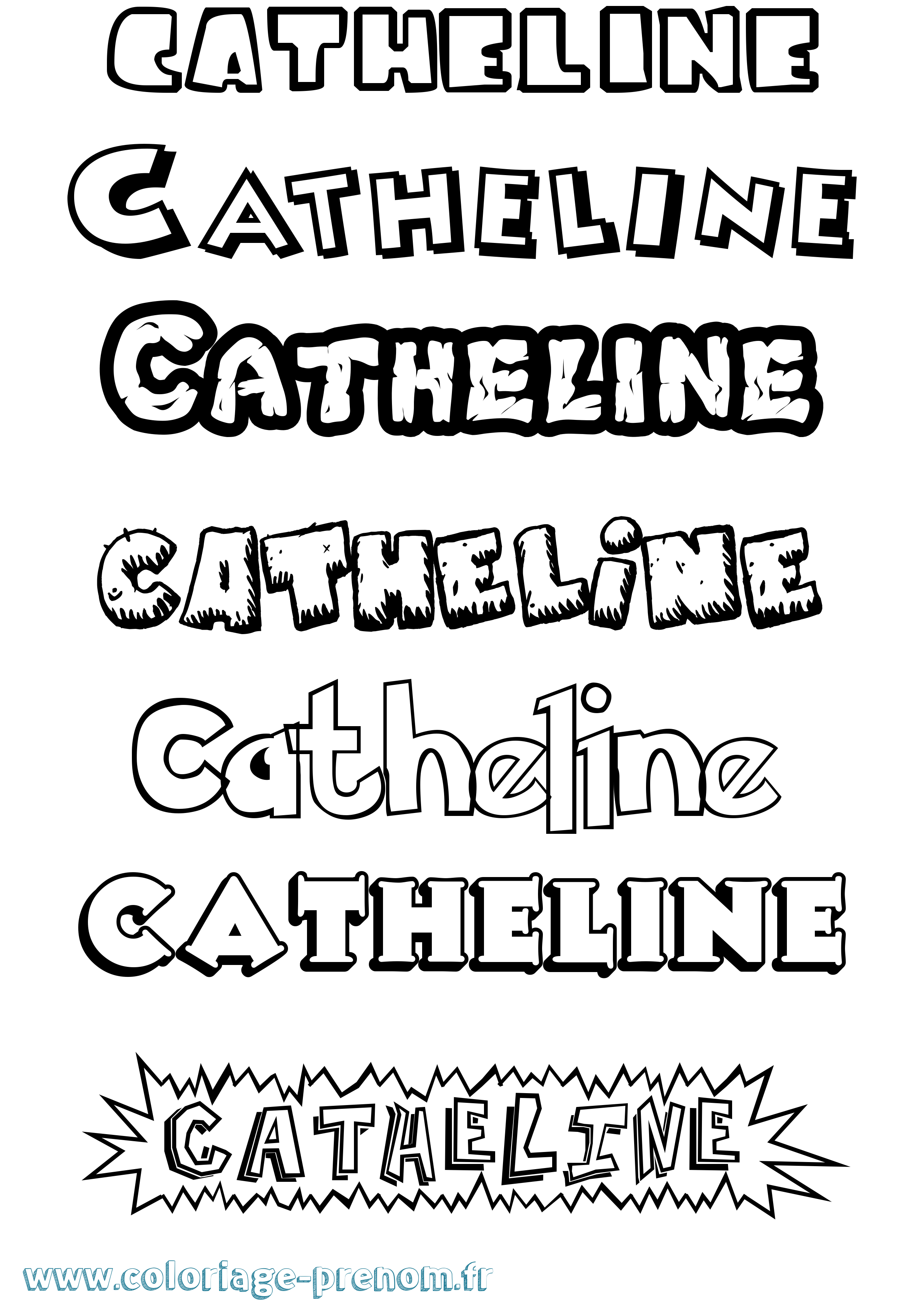 Coloriage Catheline Dessin Animé Coloriage prénom Catheline Dessin Animé