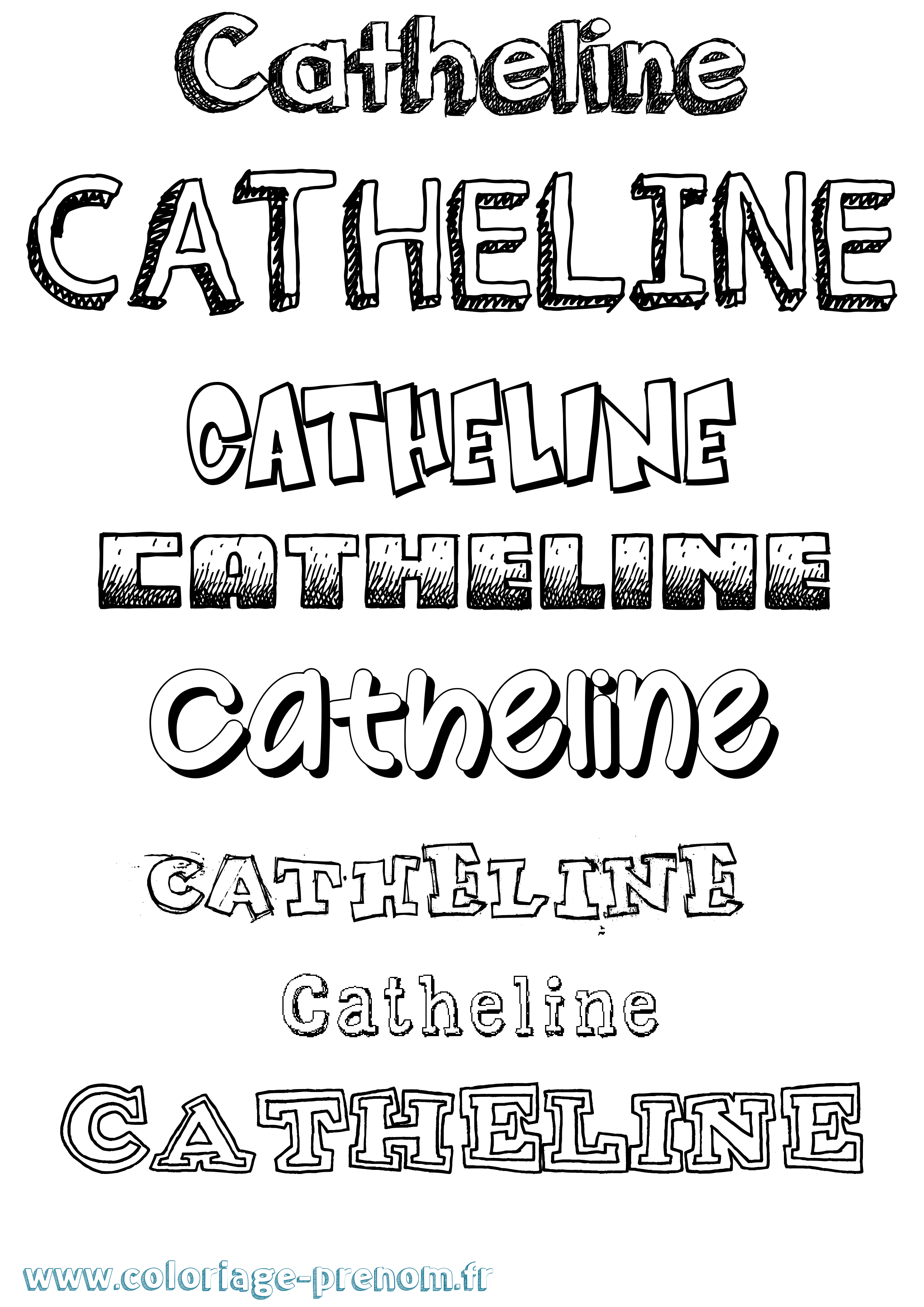 Coloriage Catheline Dessiné Coloriage prénom Catheline Dessiné