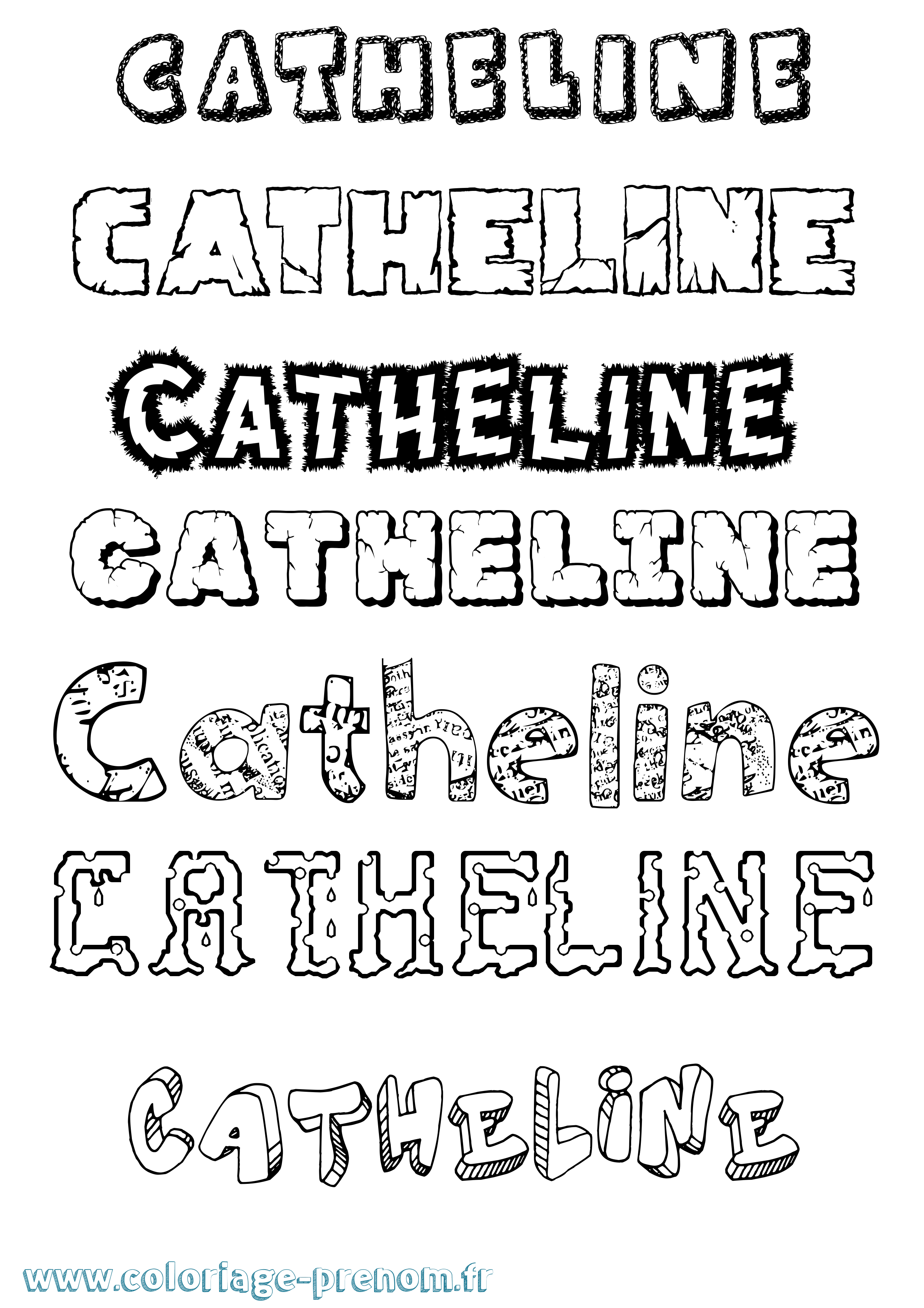Coloriage Catheline Destructuré Coloriage prénom Catheline Destructuré