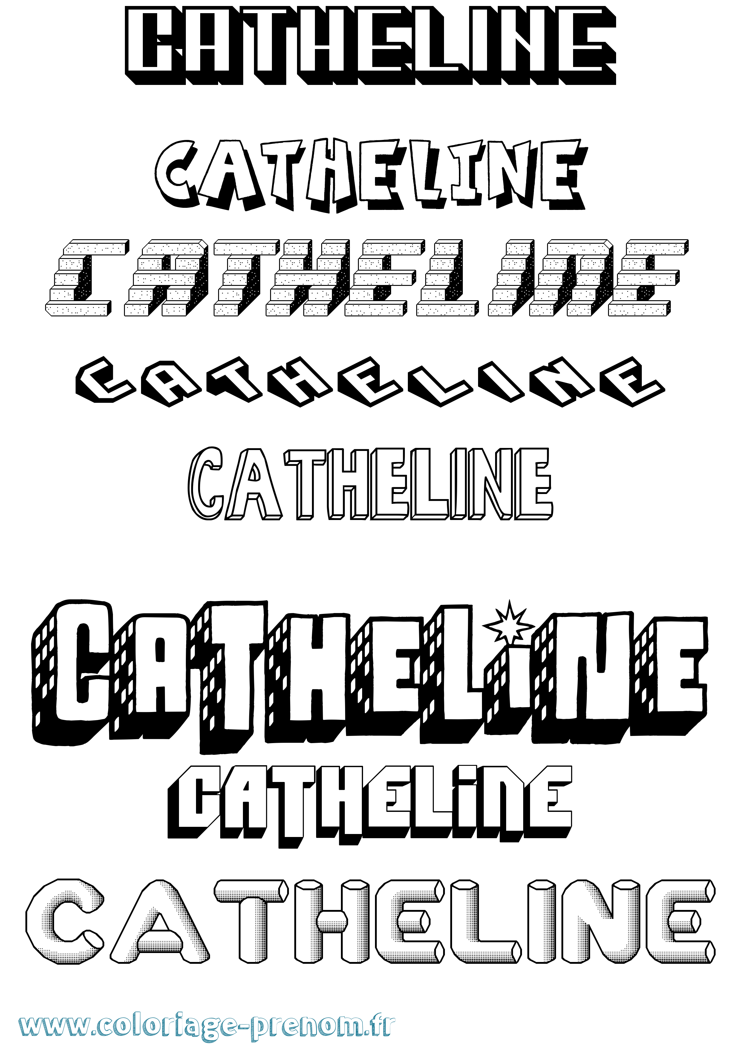 Coloriage Catheline Effet 3D Coloriage prénom Catheline Effet 3D
