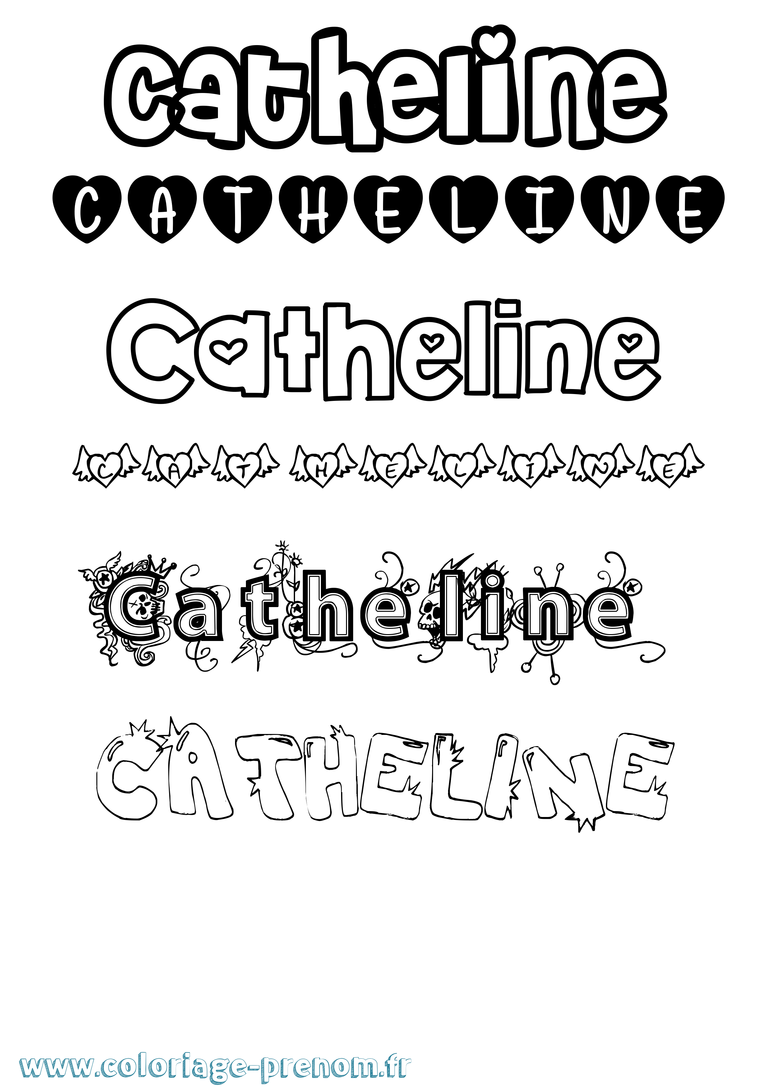 Coloriage Catheline Girly Coloriage prénom Catheline Girly
