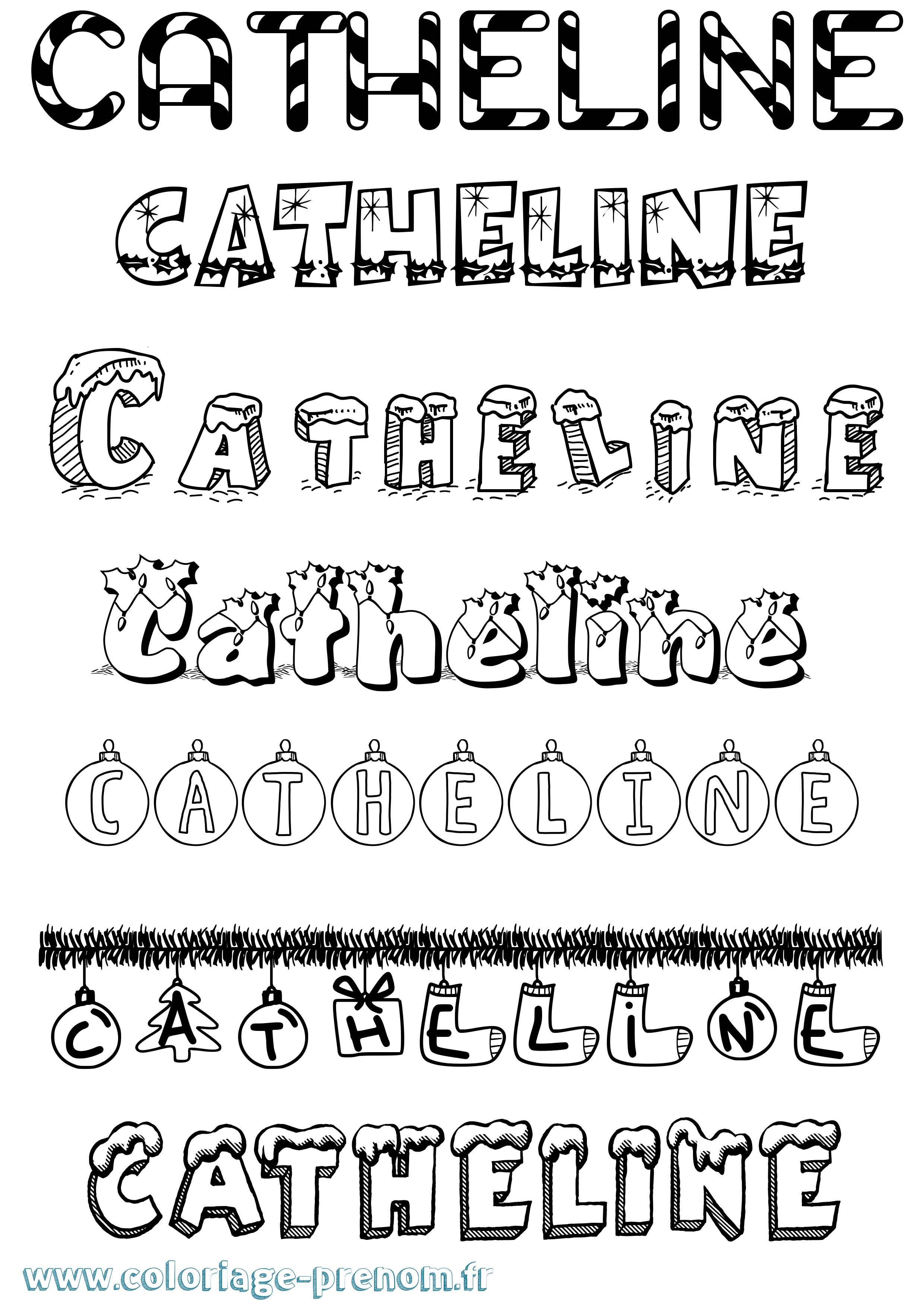 Coloriage Catheline Noël Coloriage prénom Catheline Noël