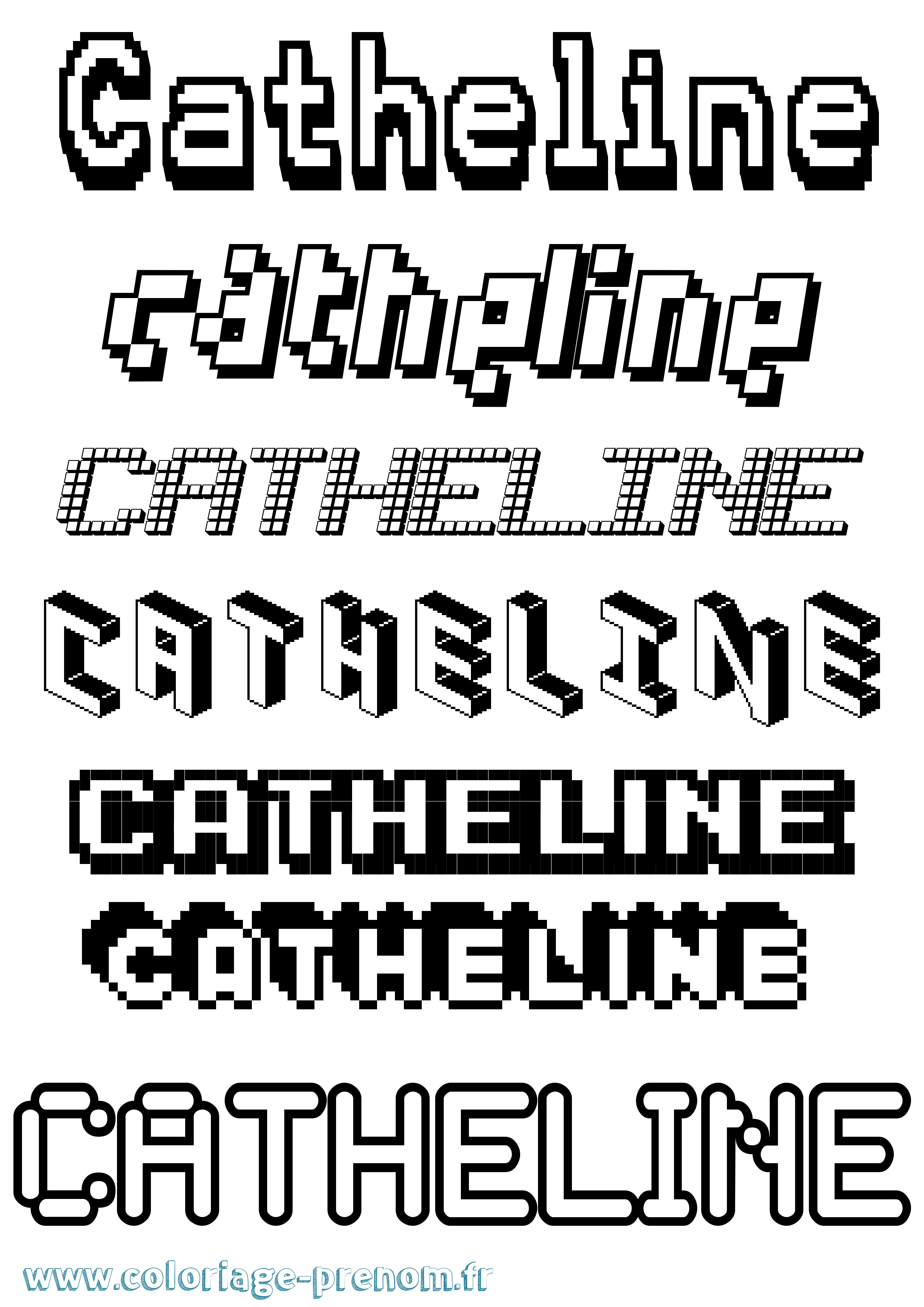 Coloriage Catheline Pixel Coloriage prénom Catheline Pixel