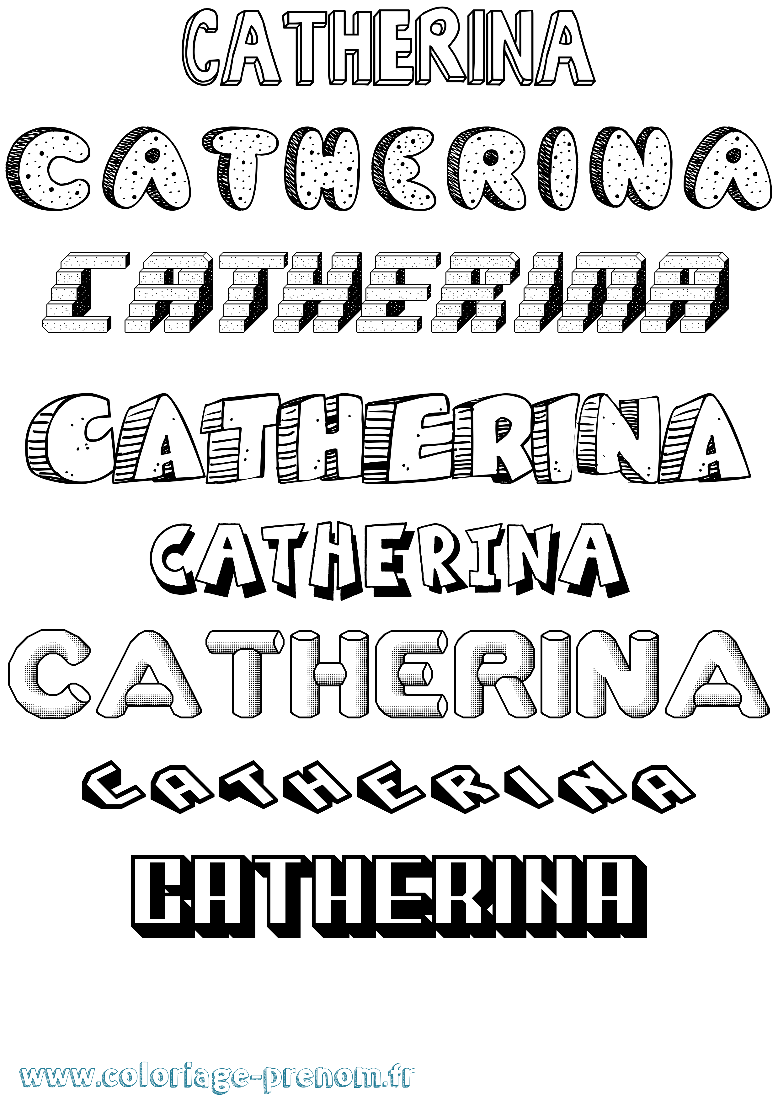 Coloriage Catherina Effet 3D Coloriage prénom Catherina Effet 3D