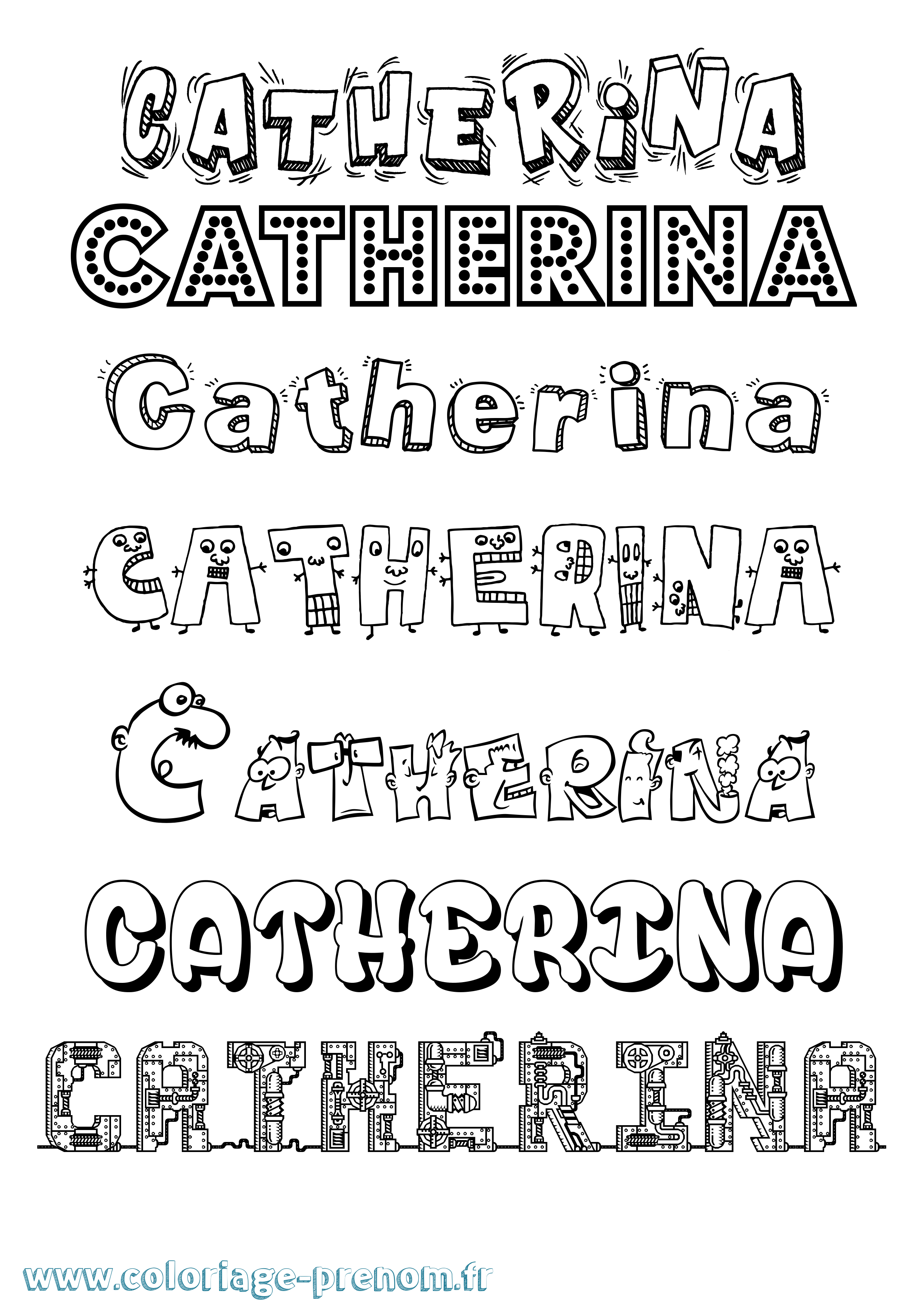 Coloriage Catherina Fun Coloriage prénom Catherina Fun