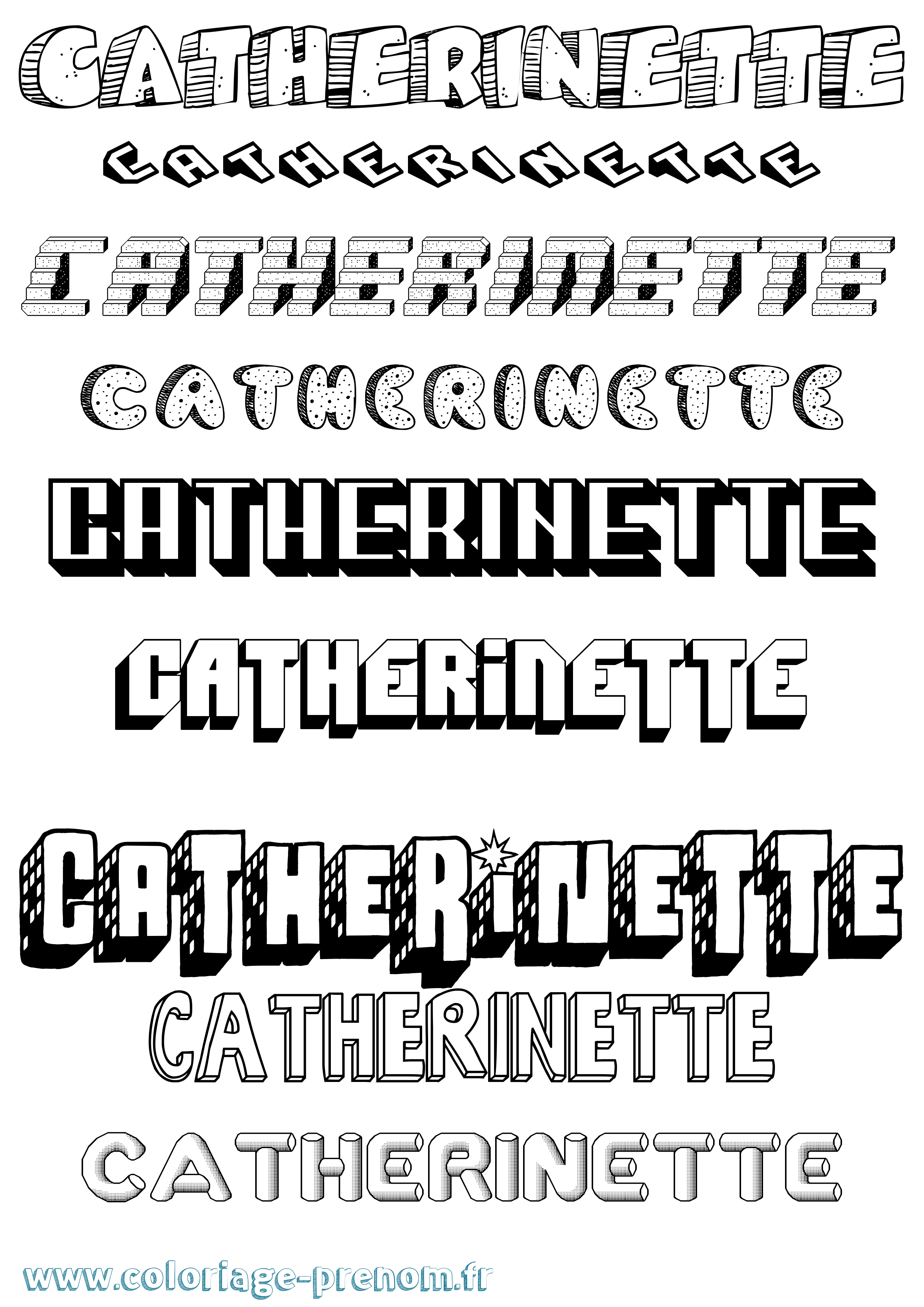Coloriage Catherinette Effet 3D Coloriage prénom Catherinette Effet 3D