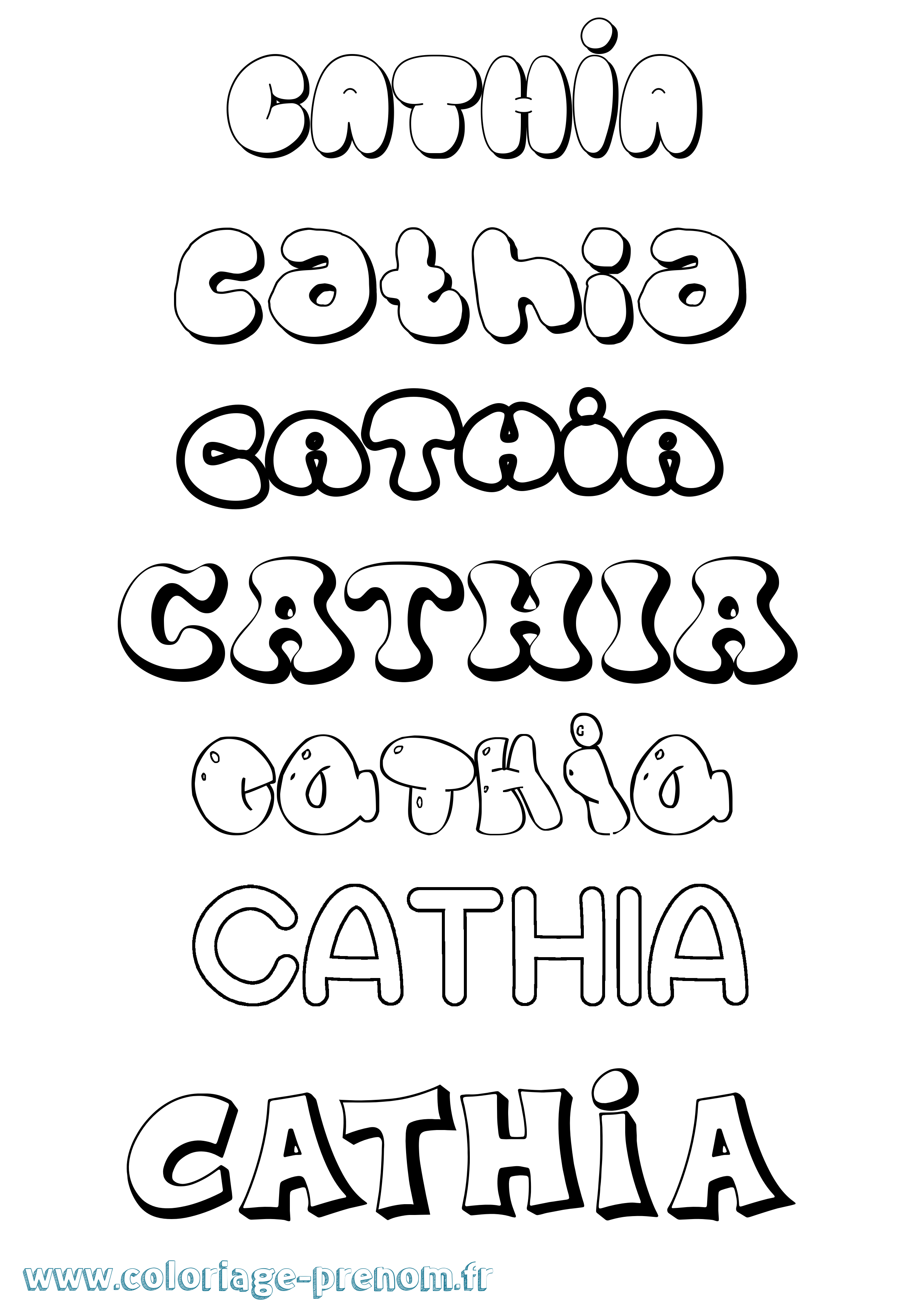 Coloriage Cathia Bubble Coloriage prénom Cathia Bubble