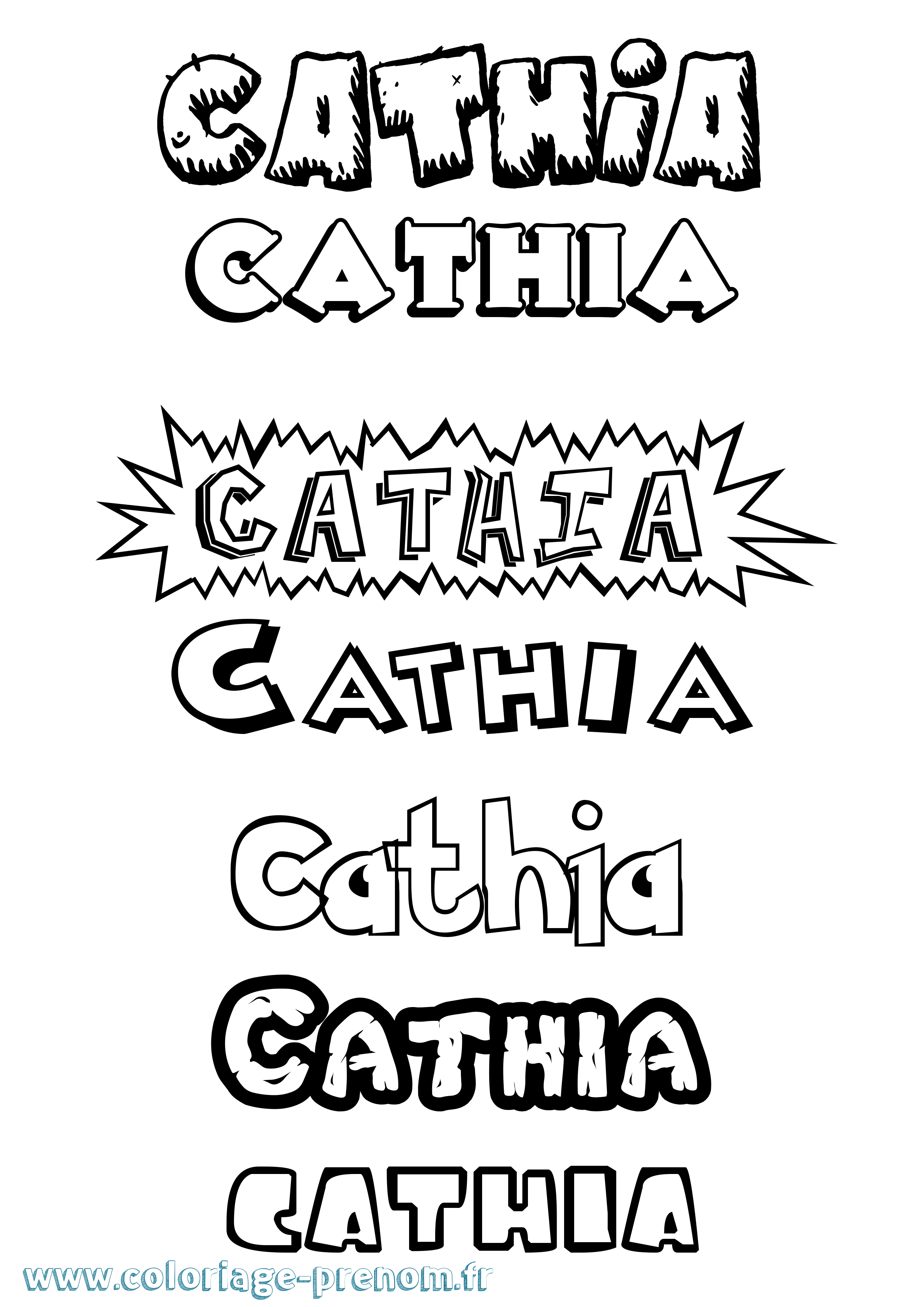 Coloriage Cathia Dessin Animé Coloriage prénom Cathia Dessin Animé