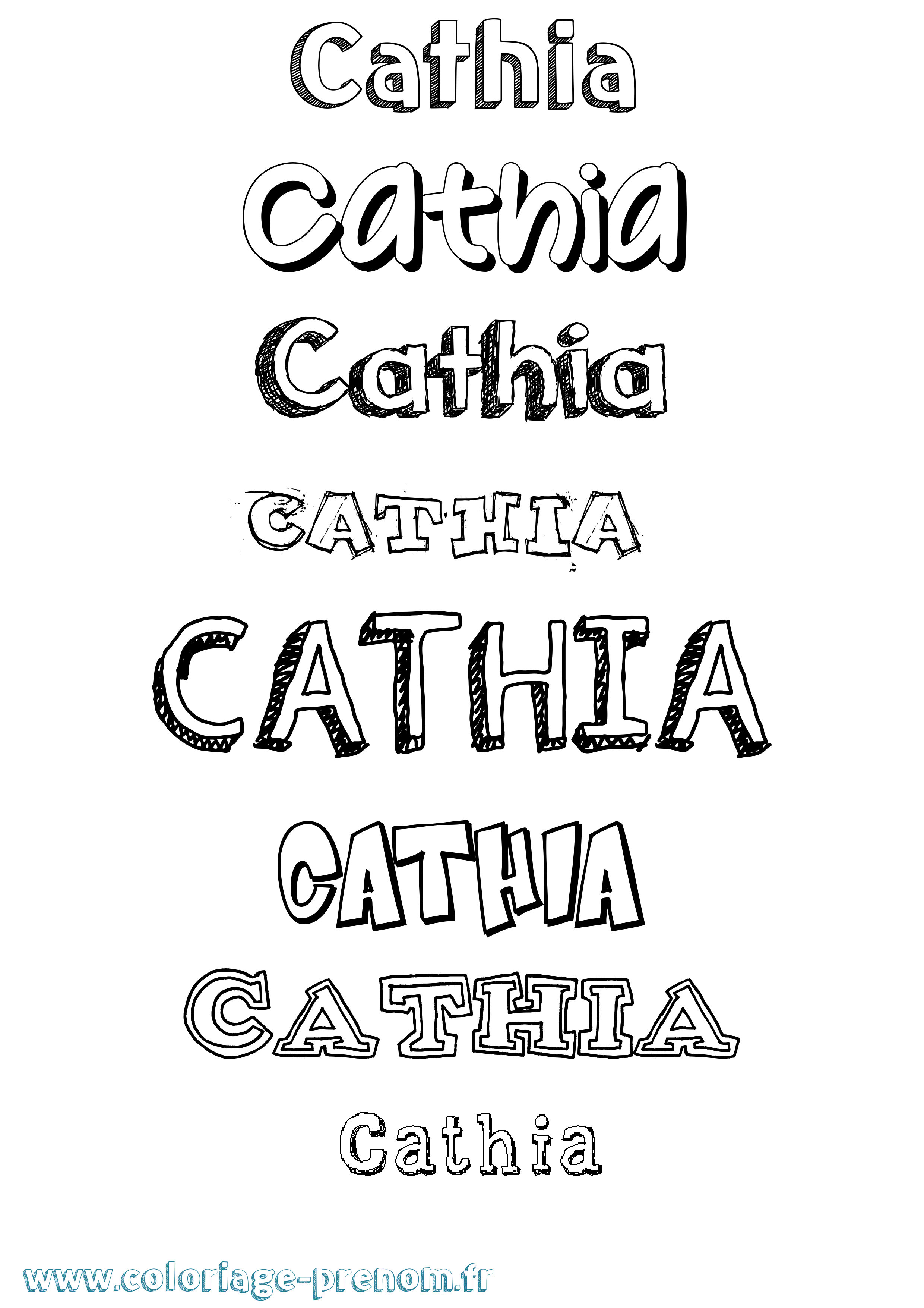 Coloriage Cathia Dessiné Coloriage prénom Cathia Dessiné