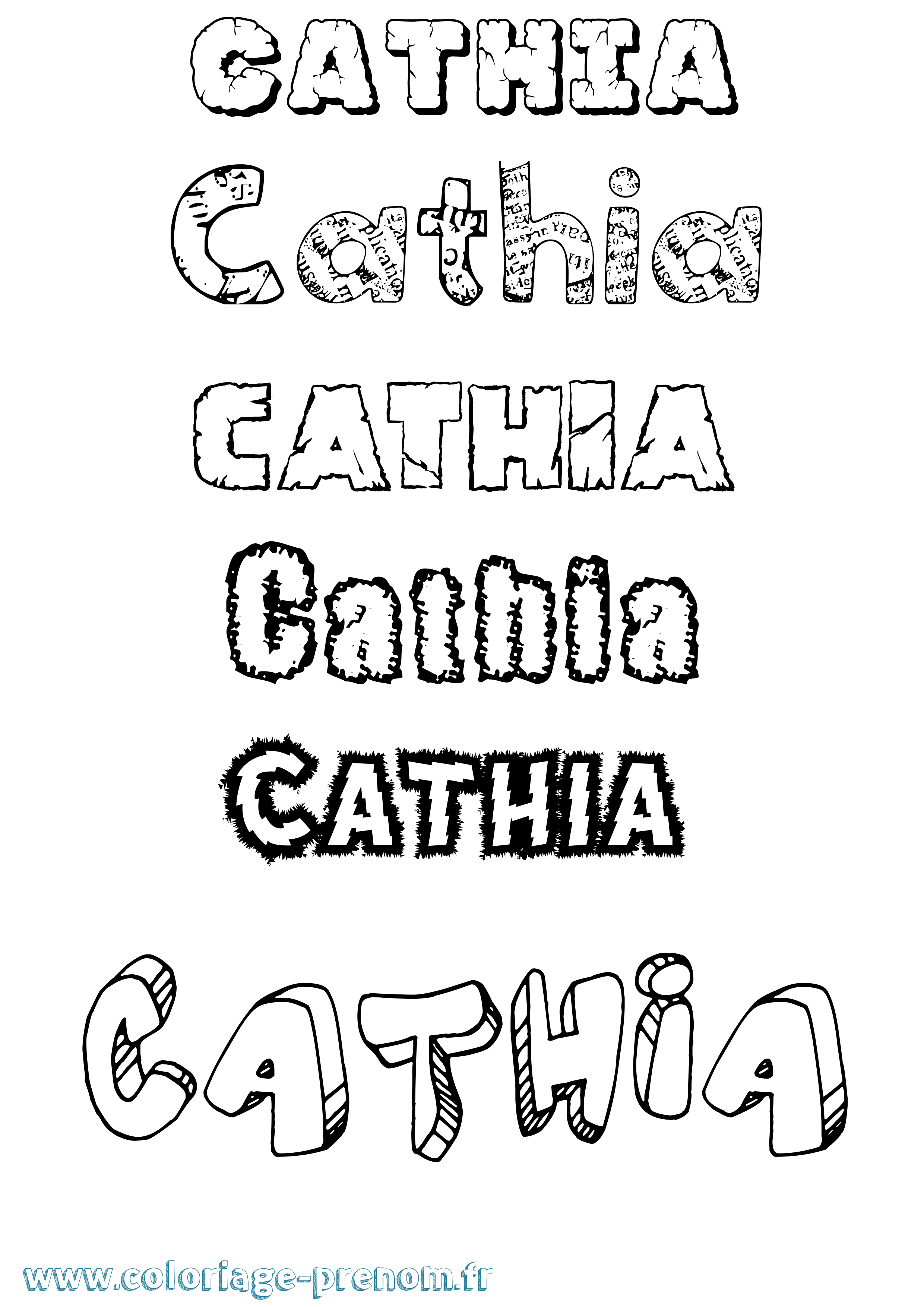 Coloriage Cathia Destructuré Coloriage prénom Cathia Destructuré