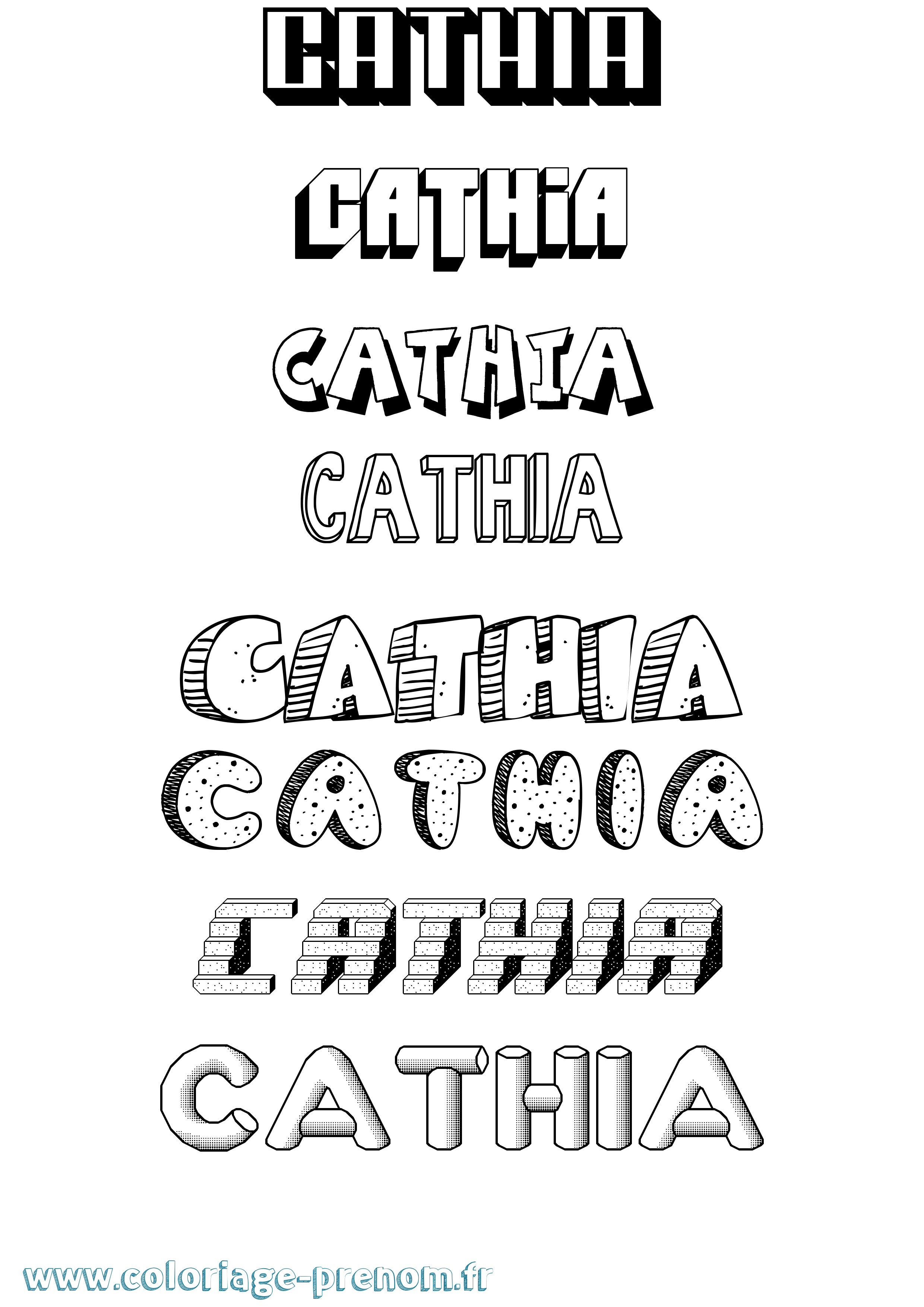 Coloriage Cathia Effet 3D Coloriage prénom Cathia Effet 3D