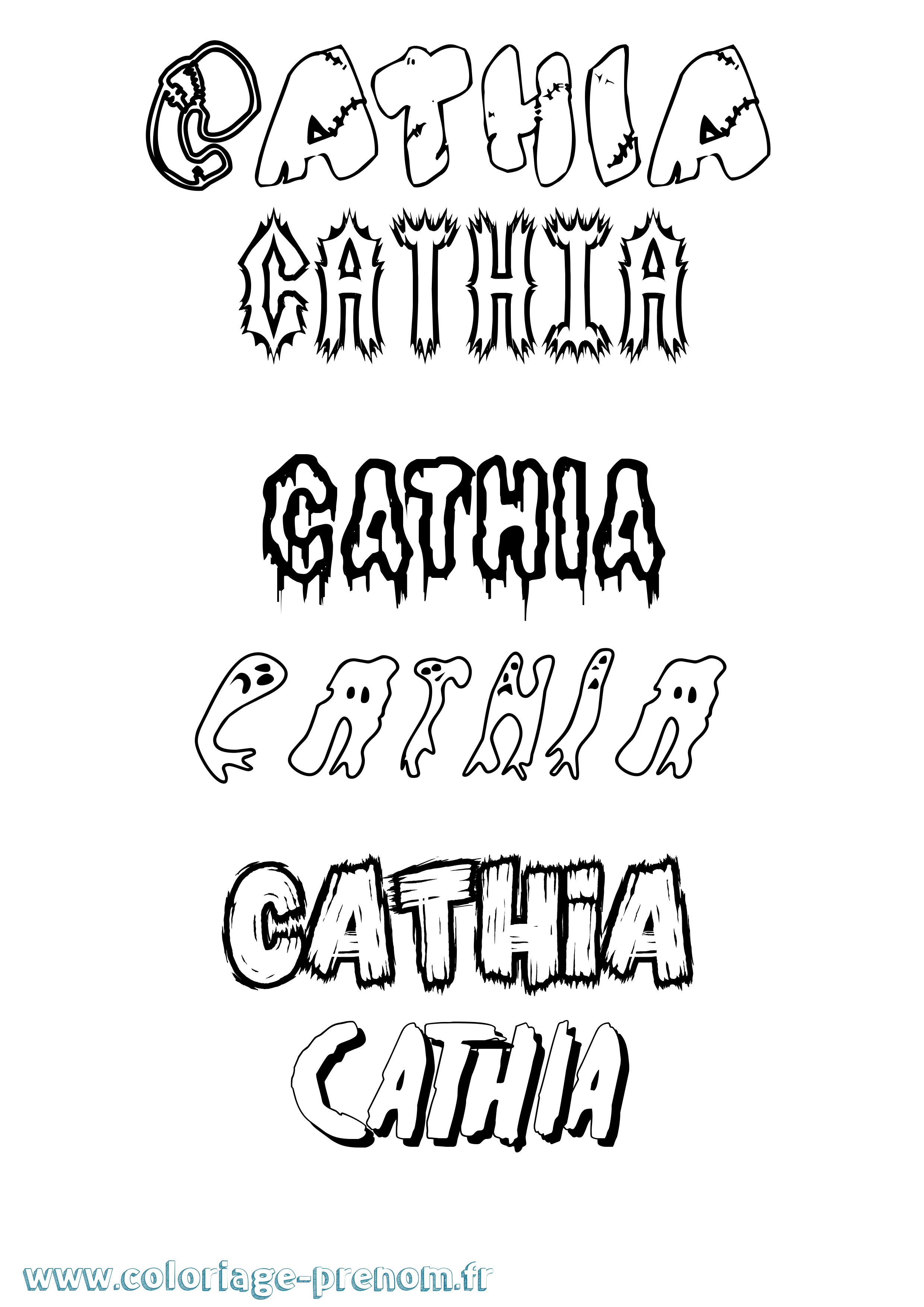 Coloriage Cathia Frisson Coloriage prénom Cathia Frisson