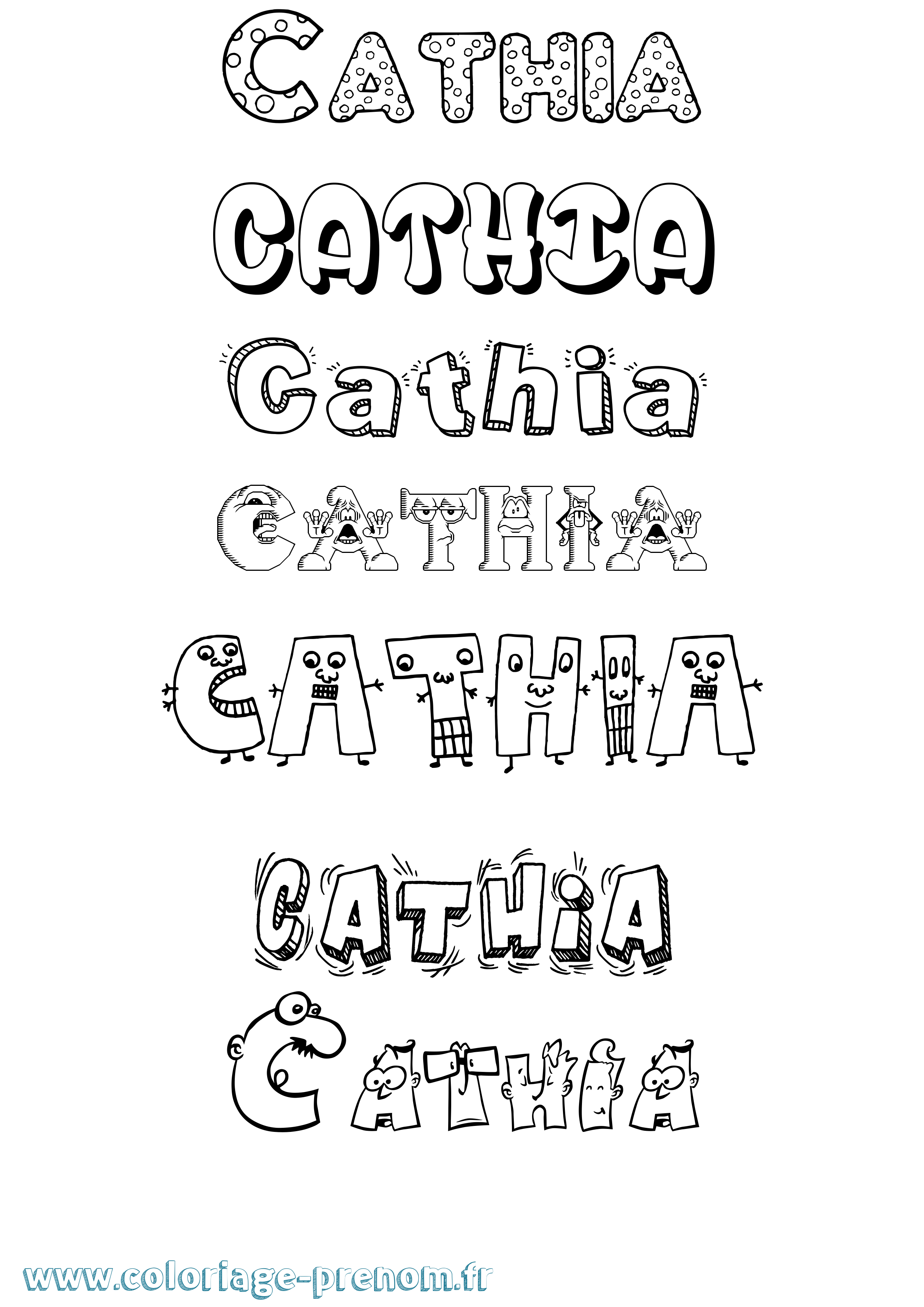 Coloriage Cathia Fun Coloriage prénom Cathia Fun