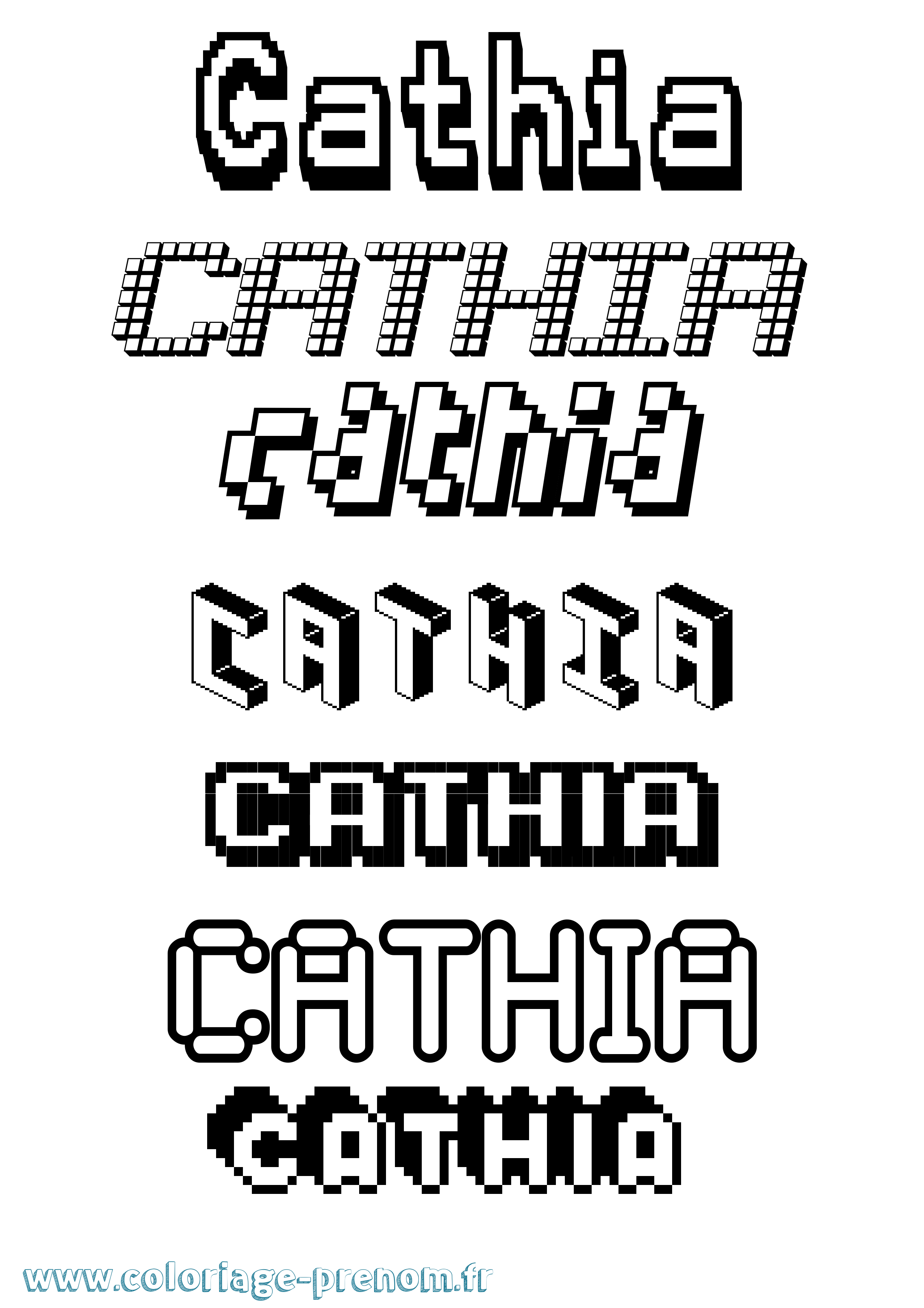 Coloriage Cathia Pixel Coloriage prénom Cathia Pixel