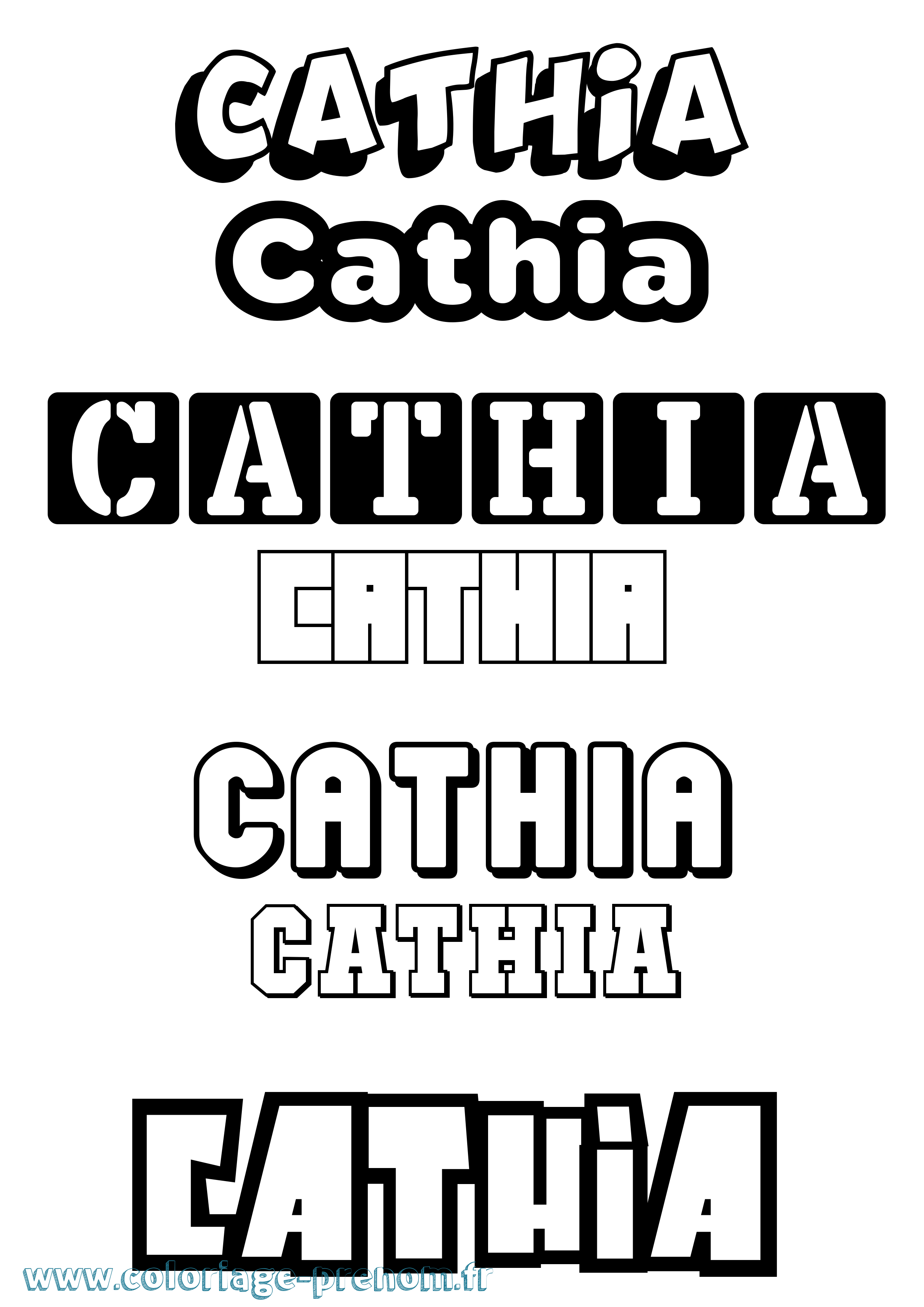 Coloriage Cathia Simple Coloriage prénom Cathia Simple