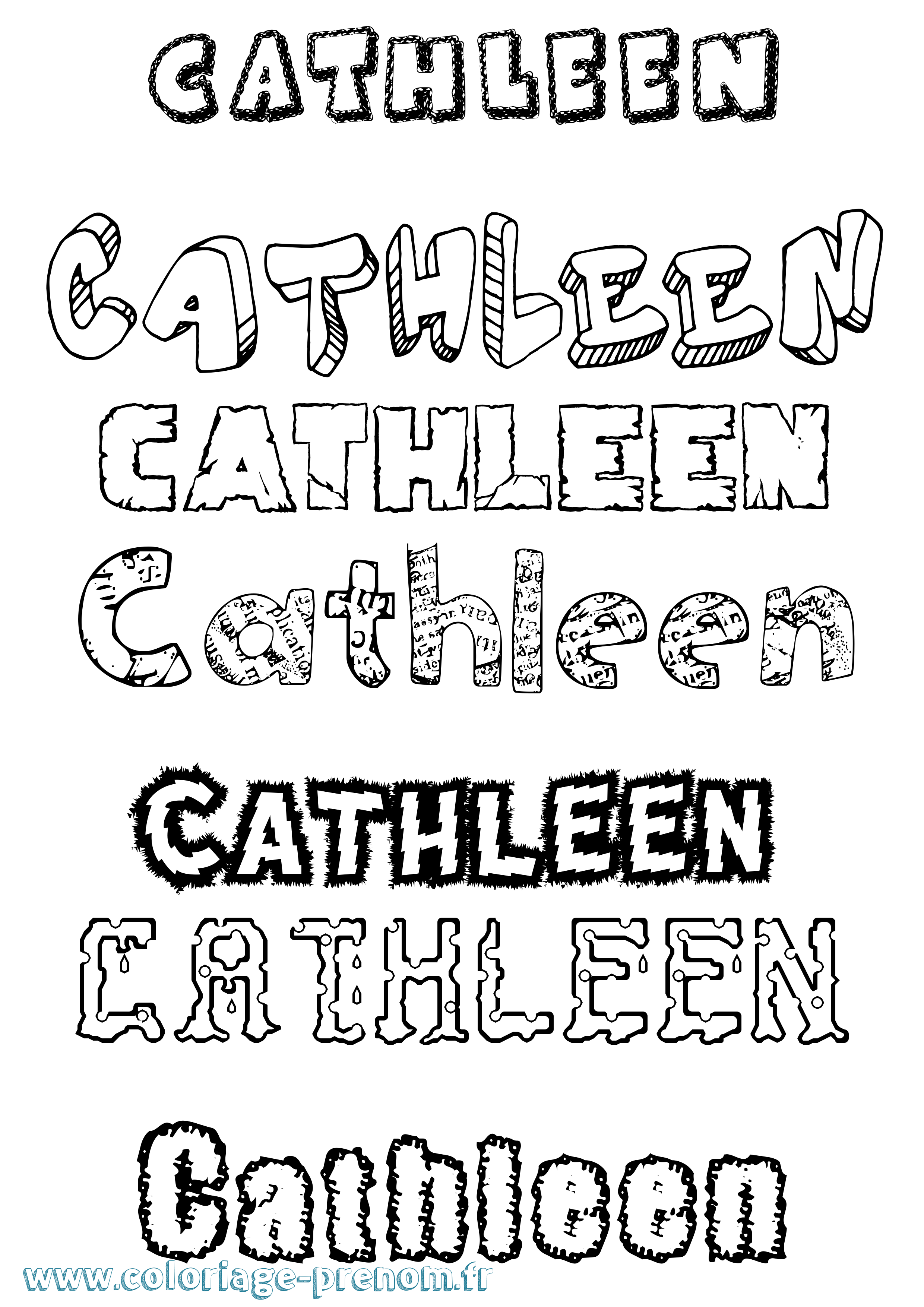 Coloriage Cathleen Destructuré Coloriage prénom Cathleen Destructuré