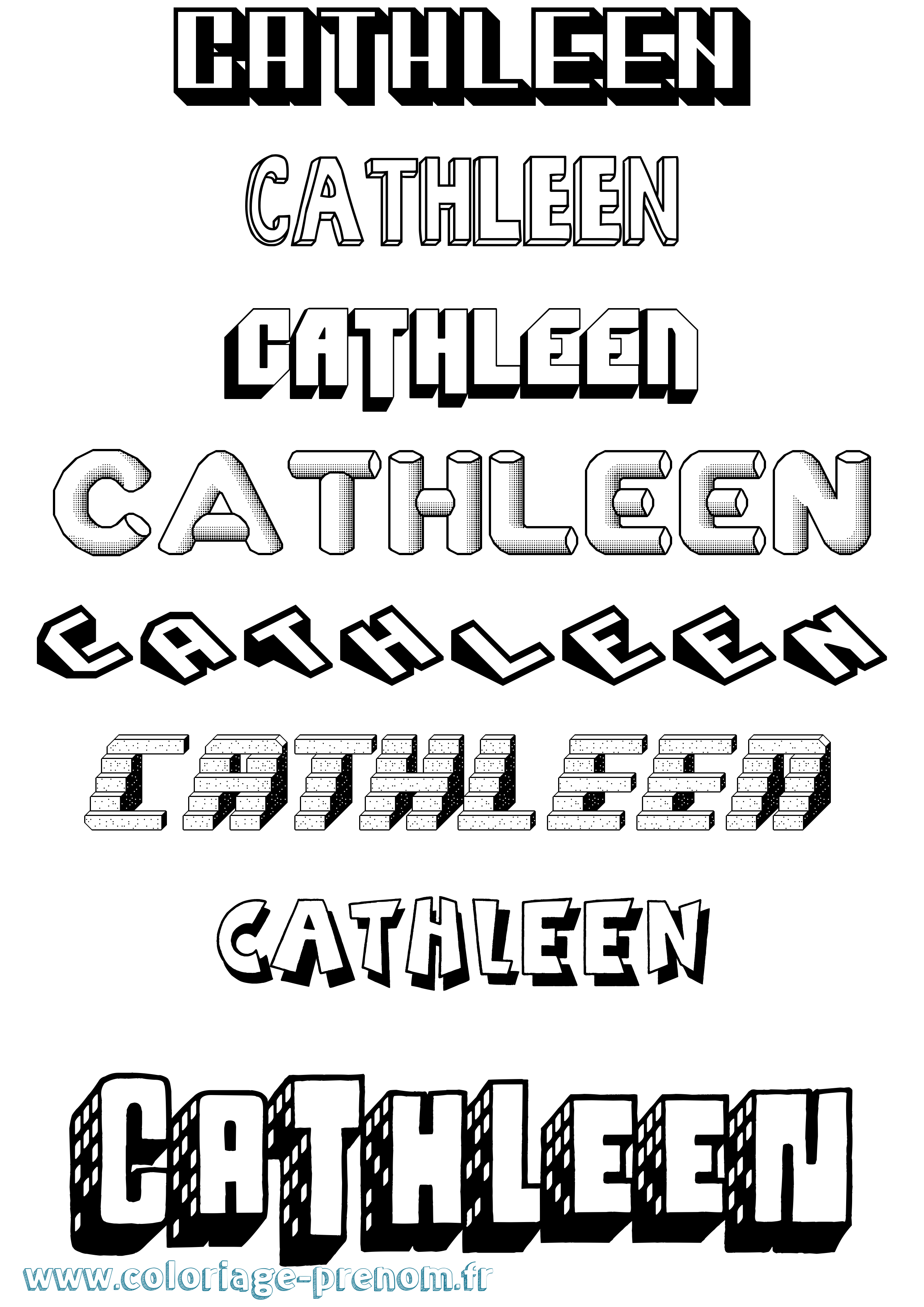 Coloriage Cathleen Effet 3D Coloriage prénom Cathleen Effet 3D