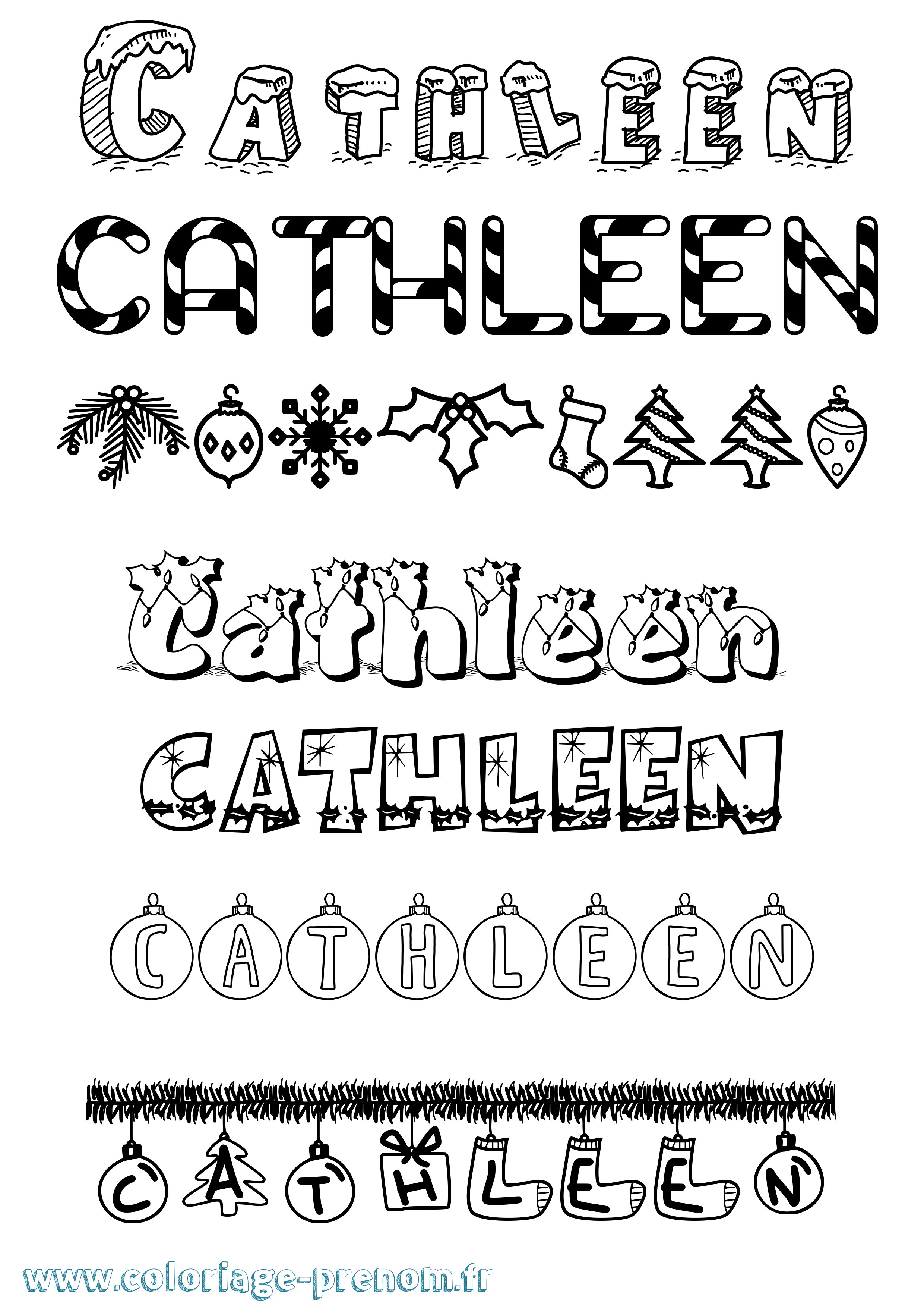 Coloriage Cathleen Noël Coloriage prénom Cathleen Noël