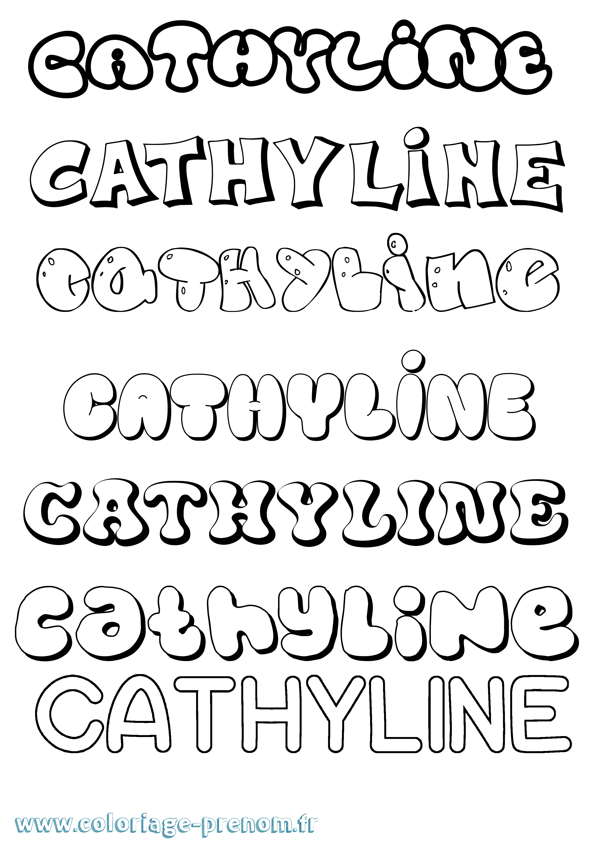 Coloriage Cathyline Bubble Coloriage prénom Cathyline Bubble