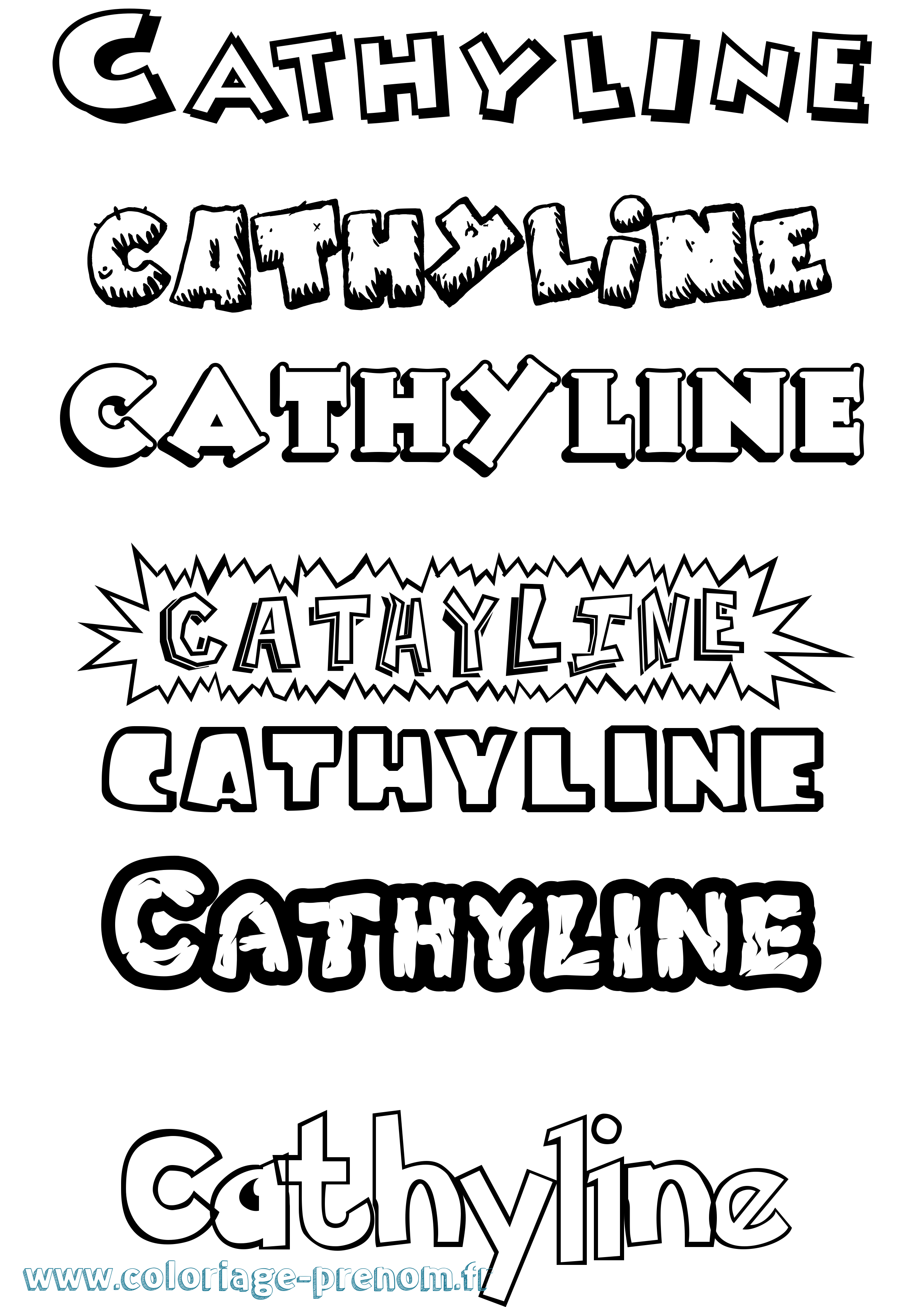 Coloriage Cathyline Dessin Animé Coloriage prénom Cathyline Dessin Animé