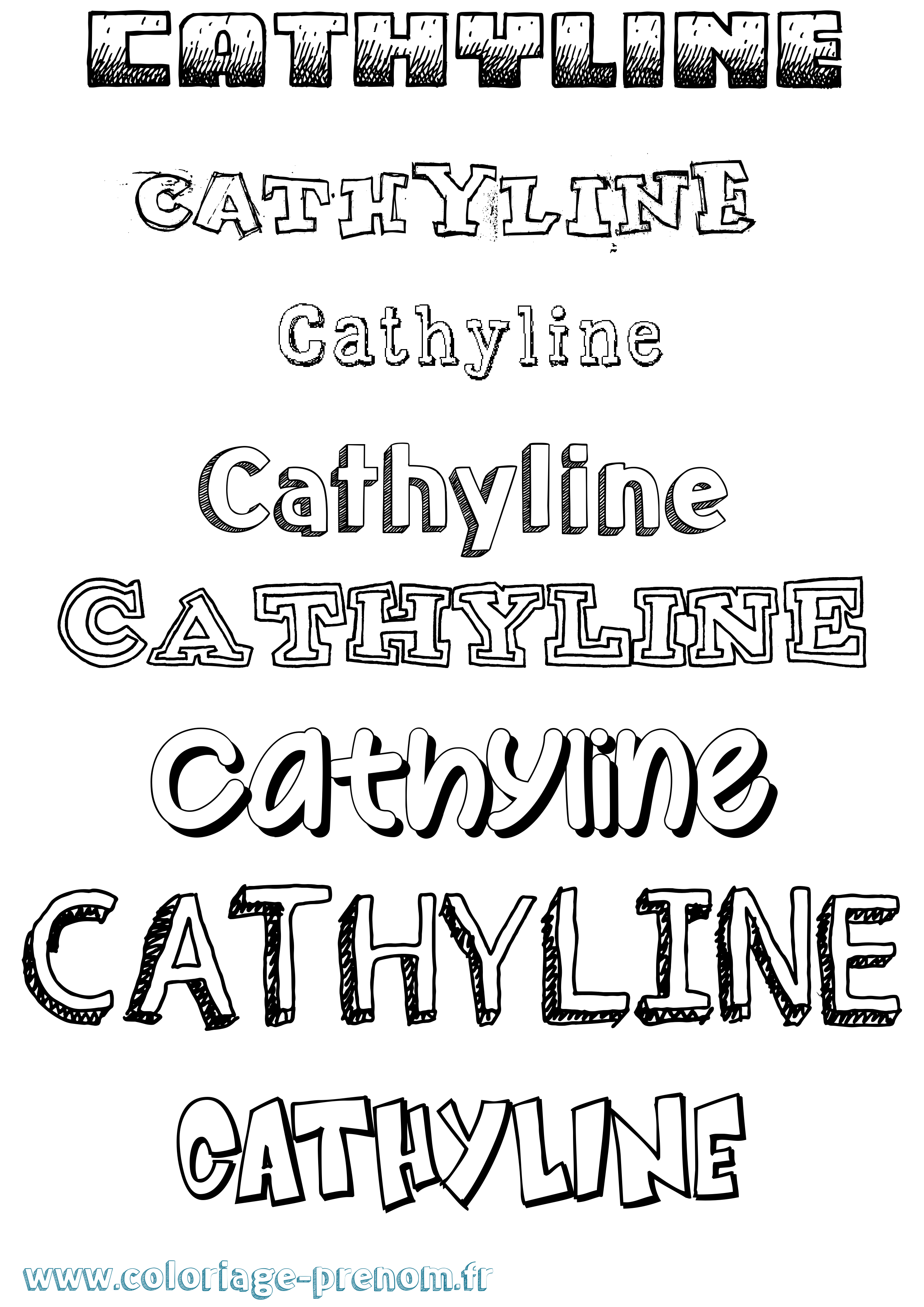 Coloriage Cathyline Dessiné Coloriage prénom Cathyline Dessiné