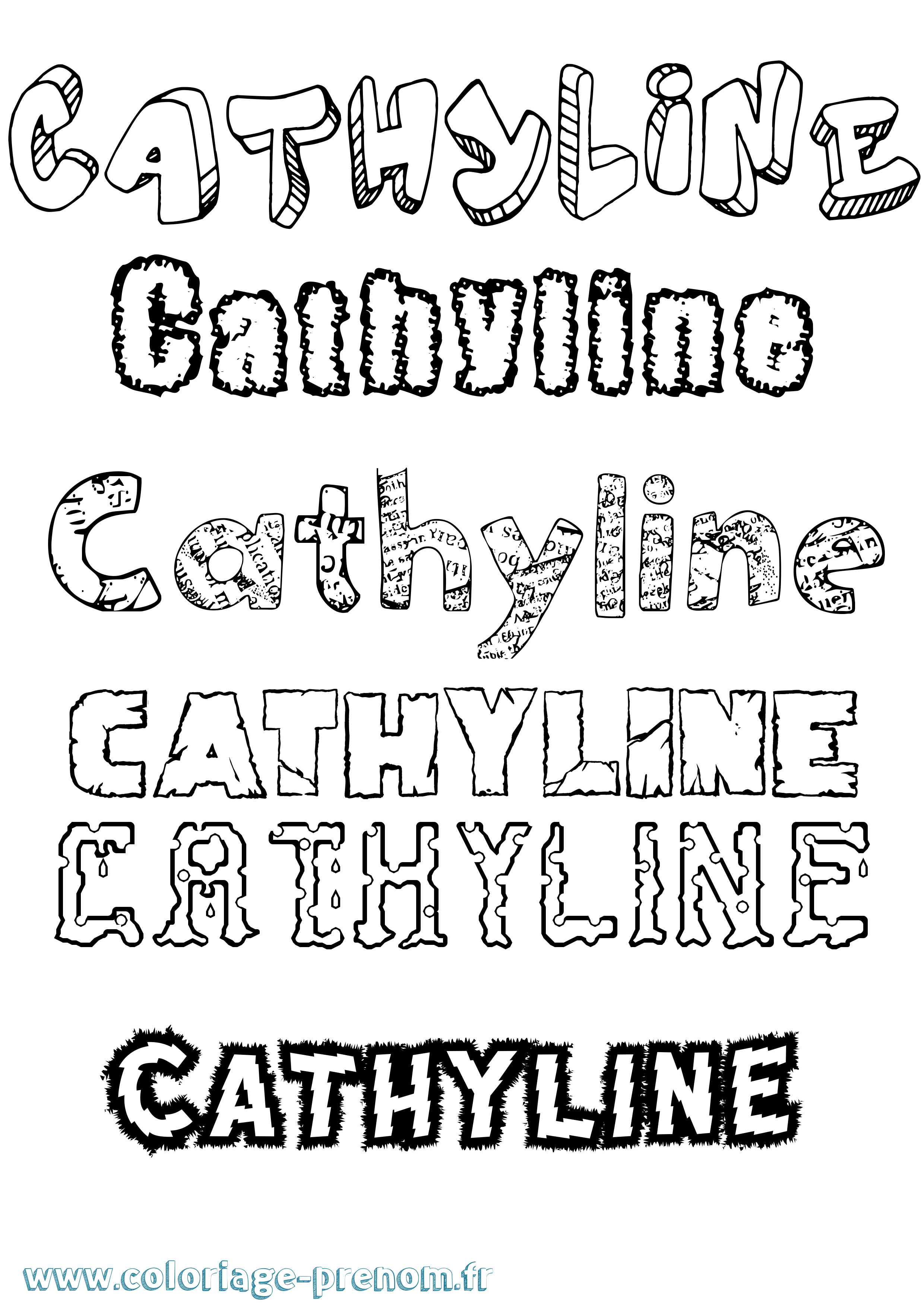 Coloriage Cathyline Destructuré Coloriage prénom Cathyline Destructuré