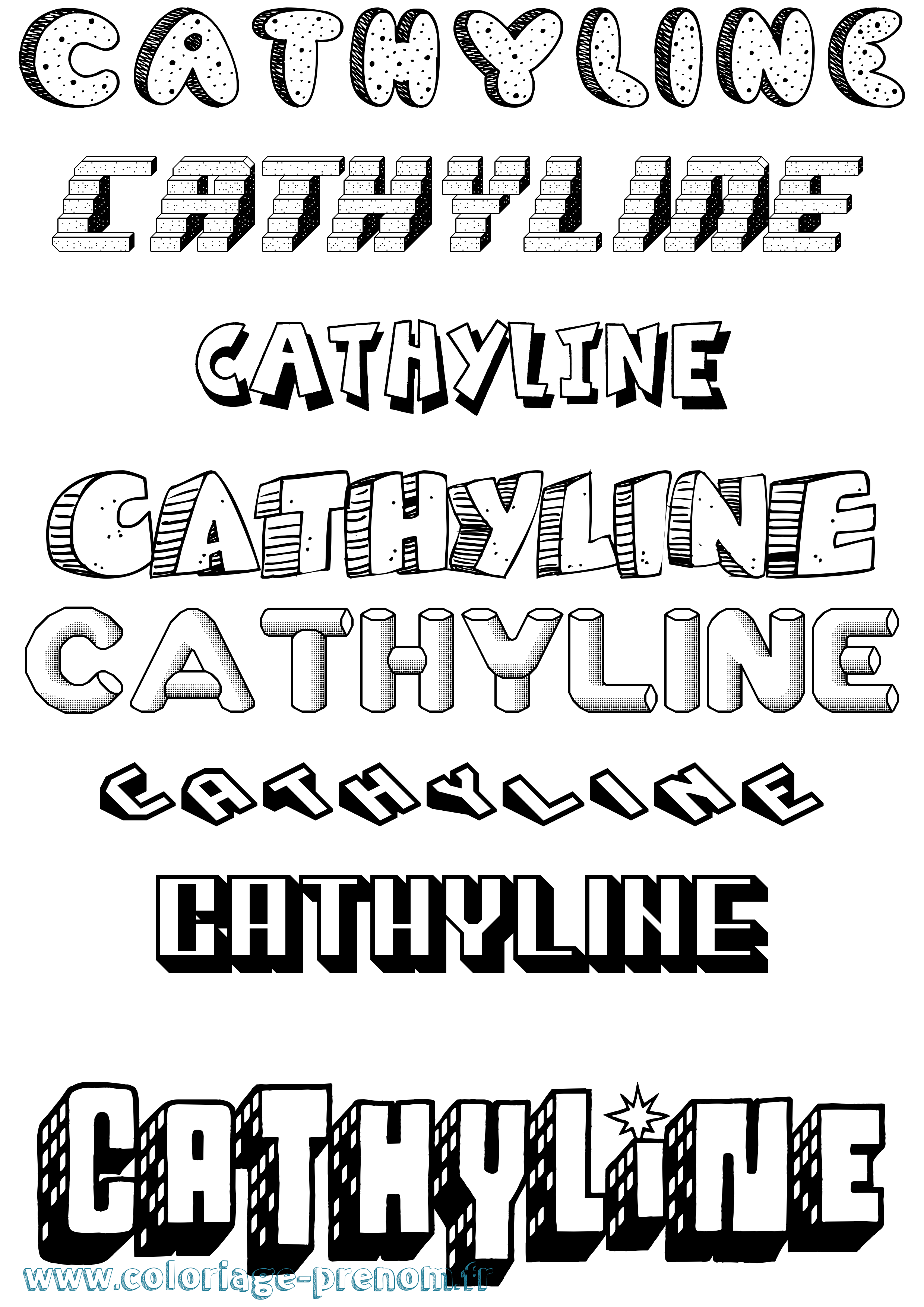 Coloriage Cathyline Effet 3D Coloriage prénom Cathyline Effet 3D