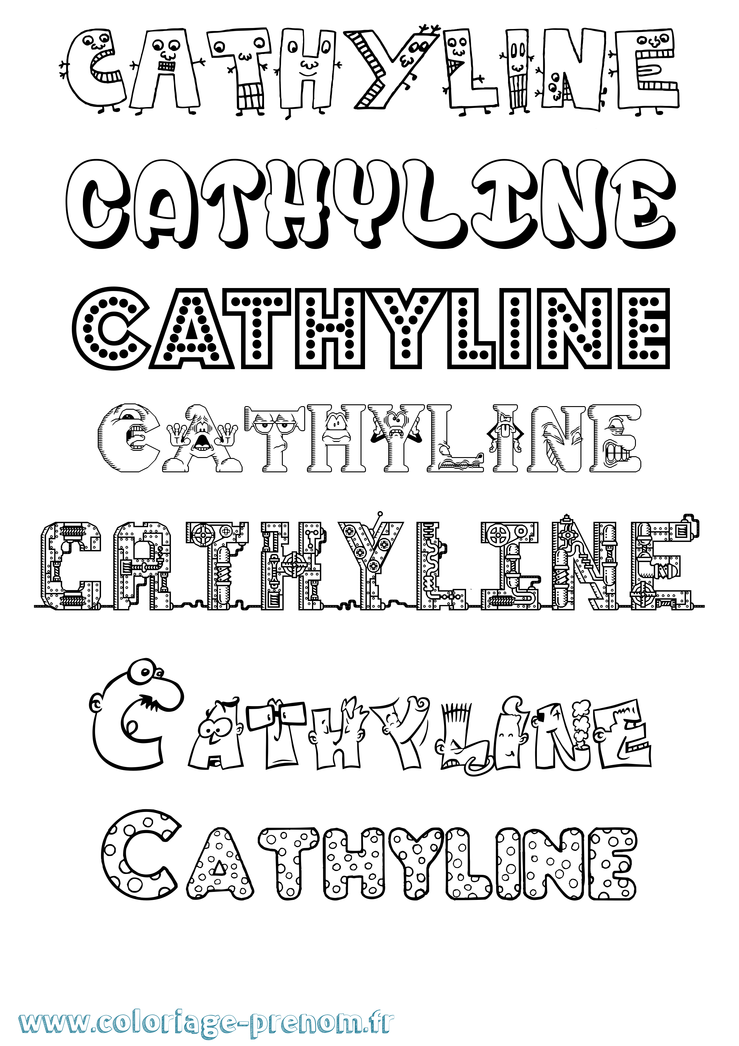 Coloriage Cathyline Fun Coloriage prénom Cathyline Fun