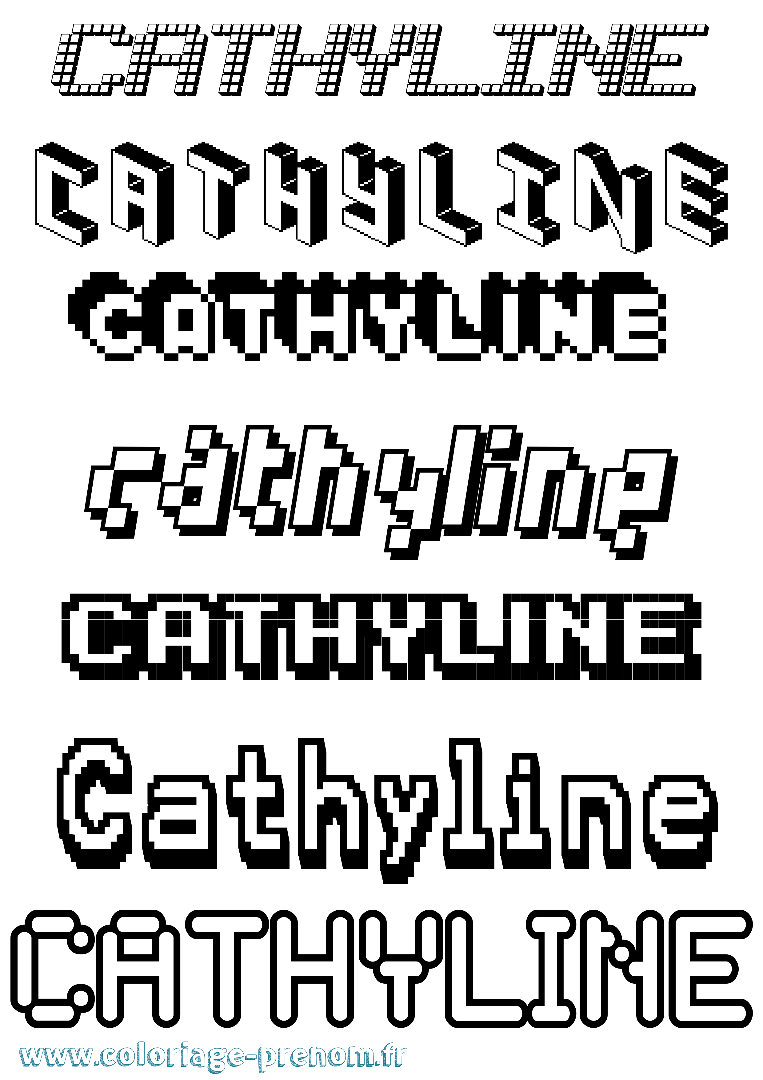 Coloriage Cathyline Pixel Coloriage prénom Cathyline Pixel