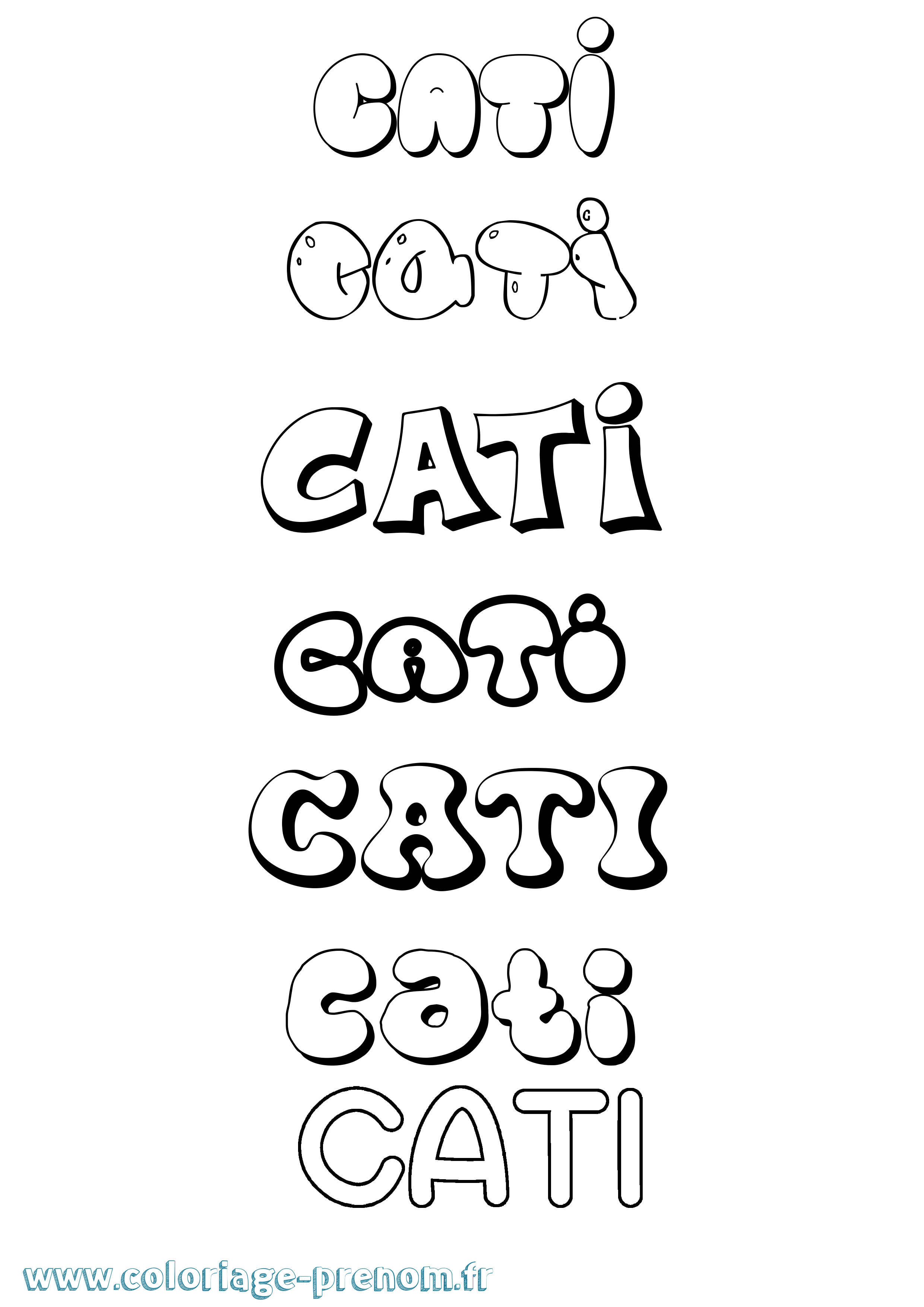 Coloriage Cati Bubble Coloriage prénom Cati Bubble