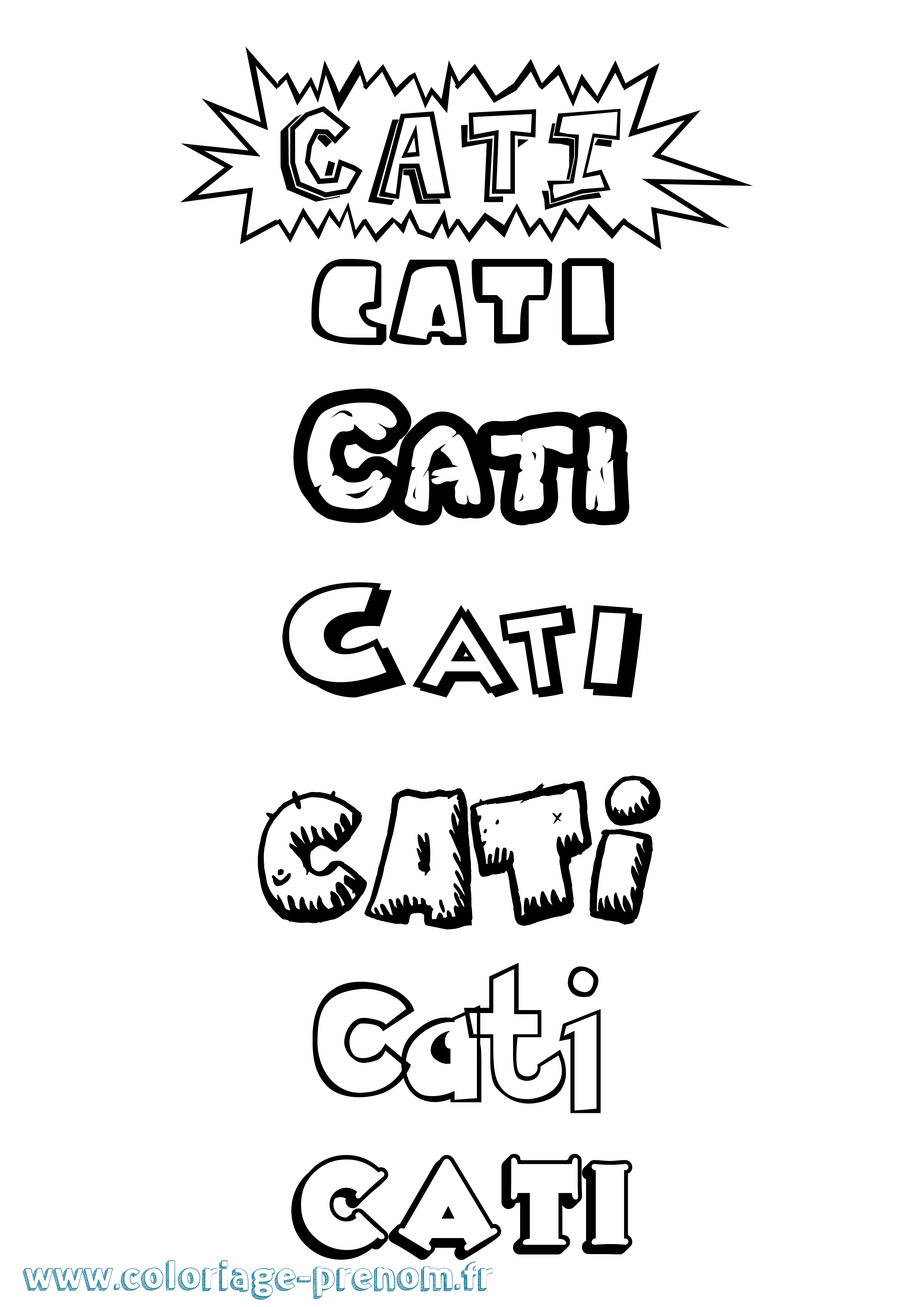 Coloriage Cati Dessin Animé Coloriage prénom Cati Dessin Animé