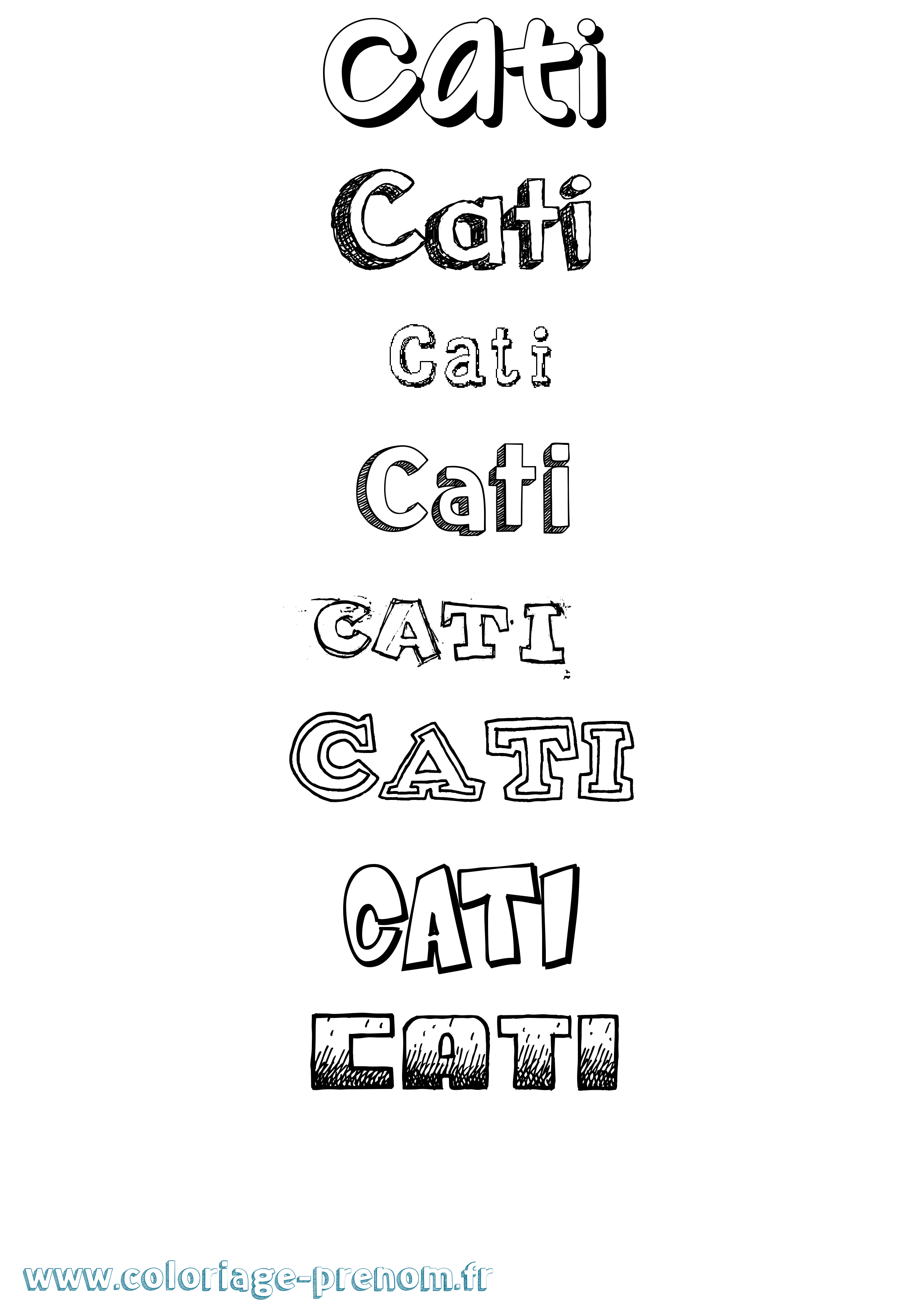 Coloriage Cati Dessiné Coloriage prénom Cati Dessiné