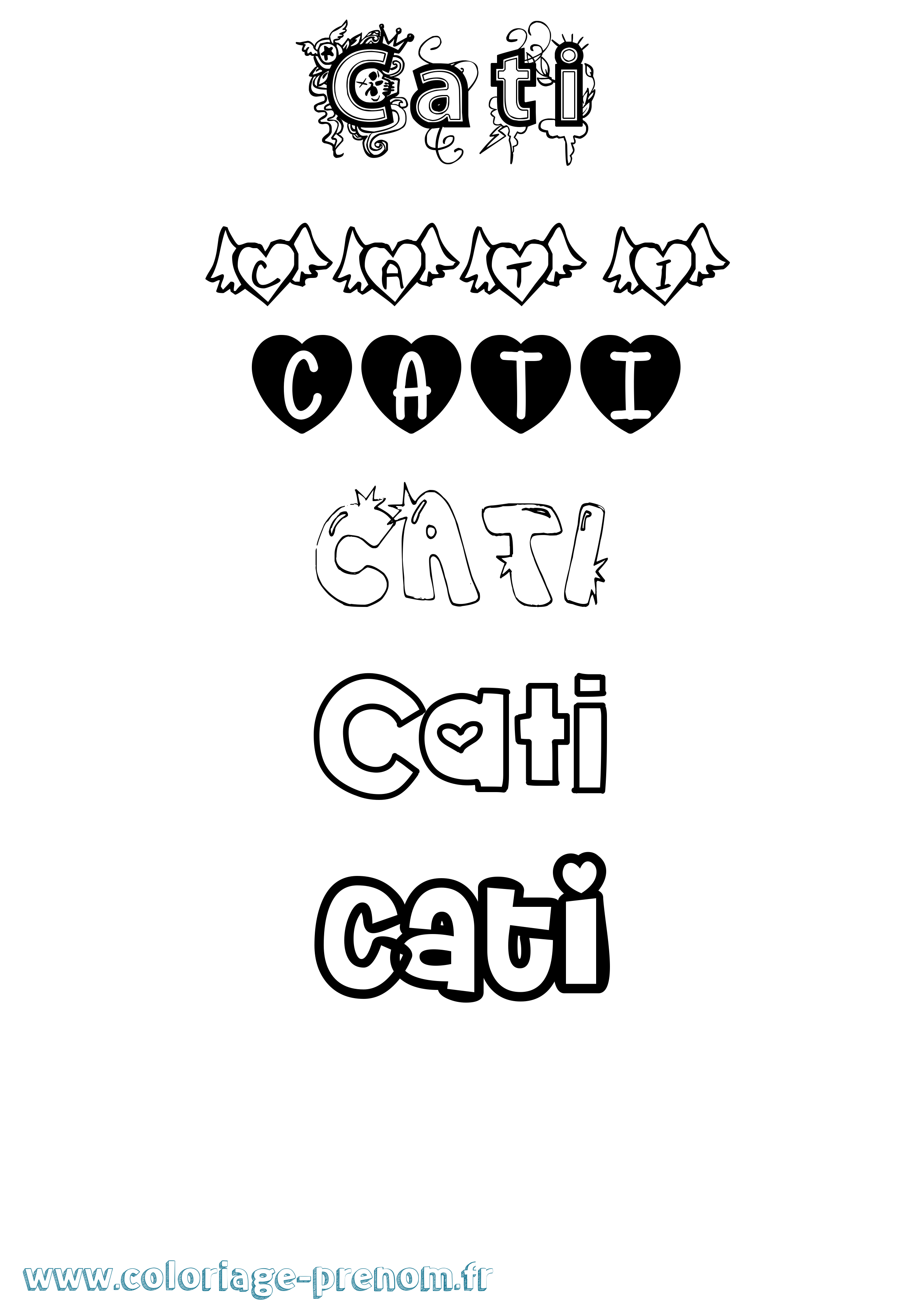 Coloriage Cati Girly Coloriage prénom Cati Girly