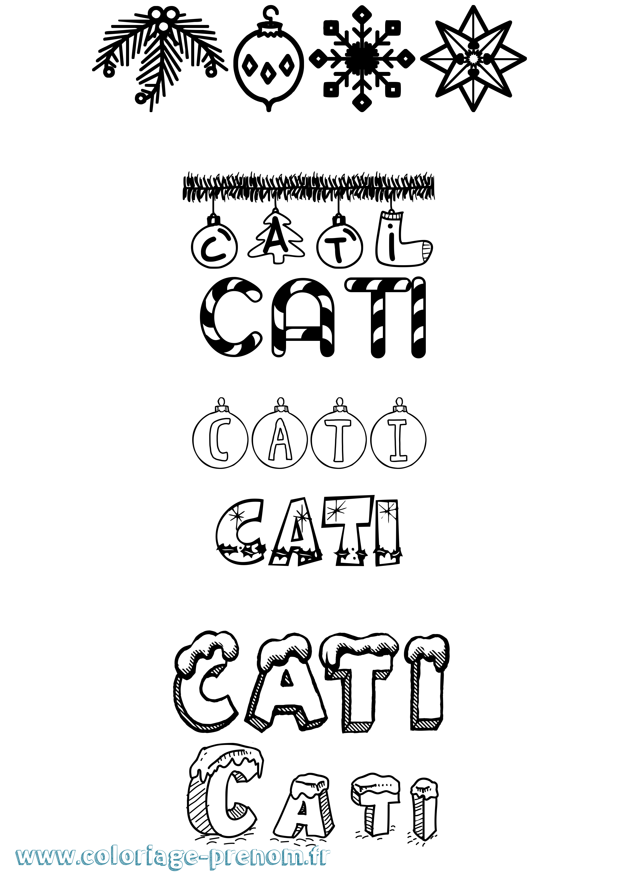 Coloriage Cati Noël Coloriage prénom Cati Noël
