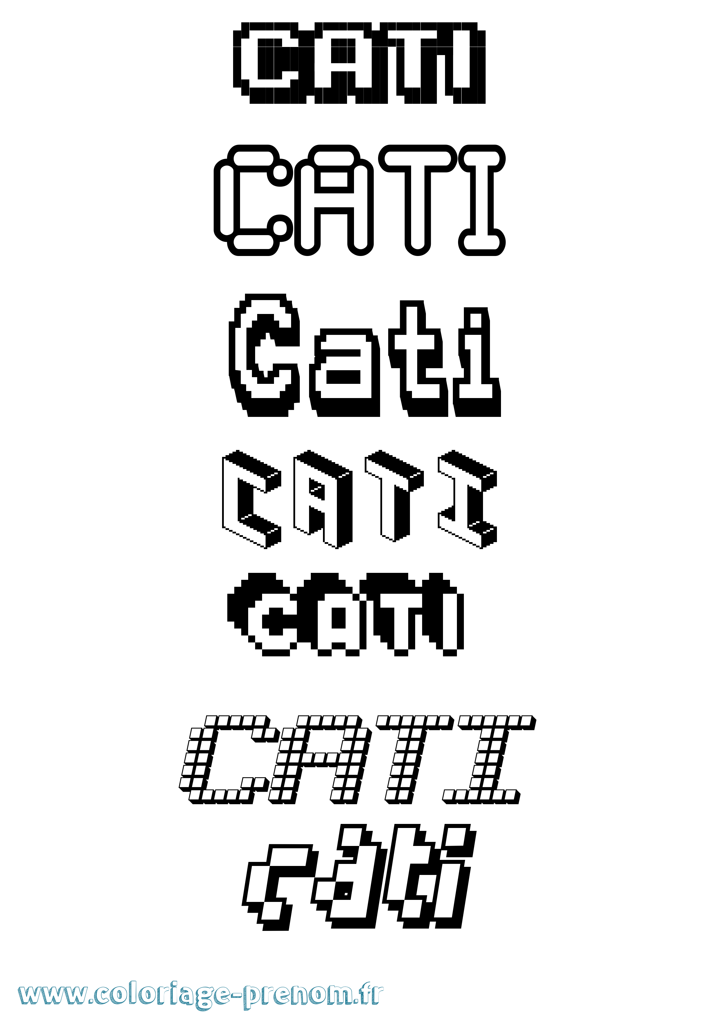 Coloriage Cati Pixel Coloriage prénom Cati Pixel