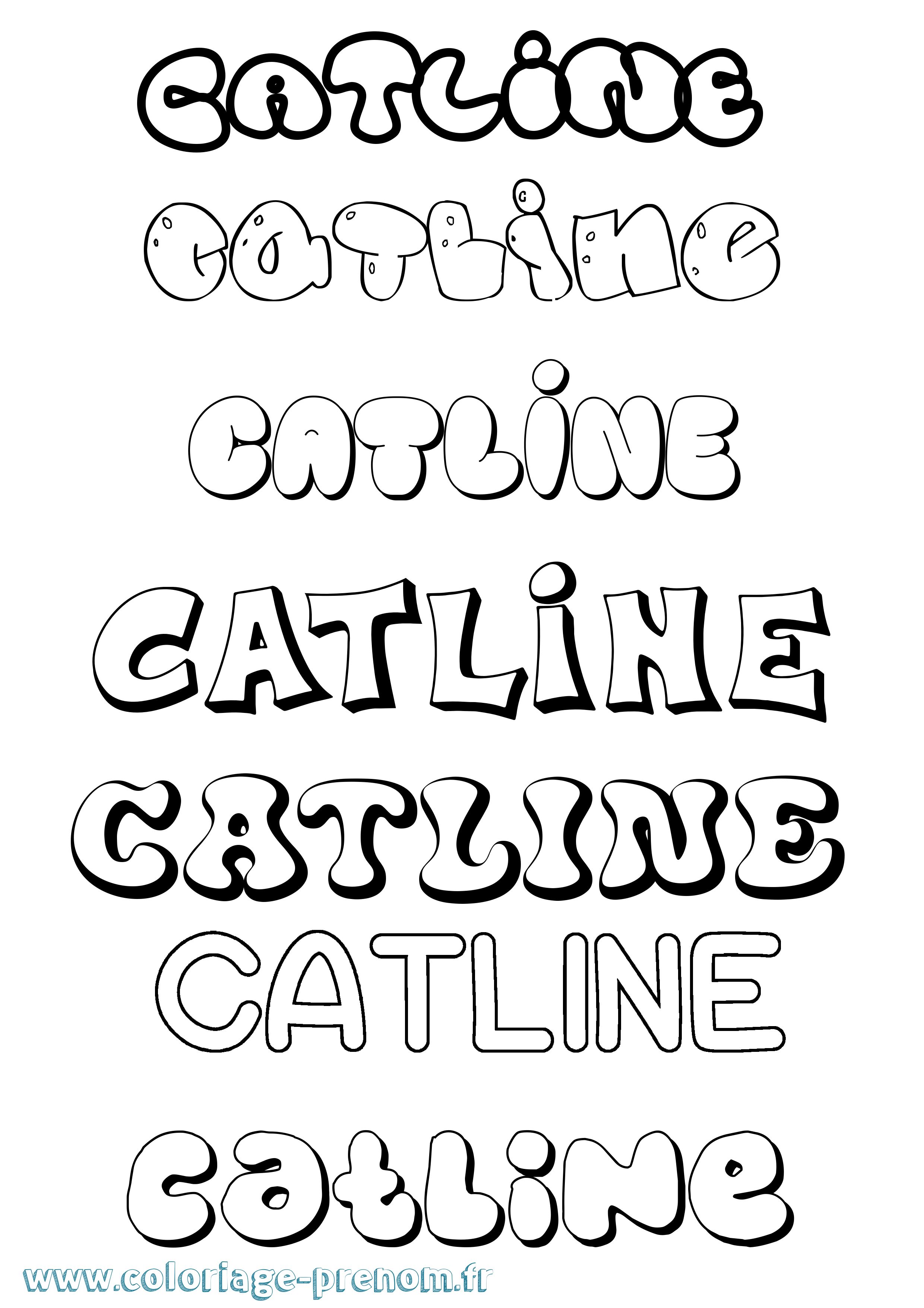 Coloriage Catline Bubble Coloriage prénom Catline Bubble