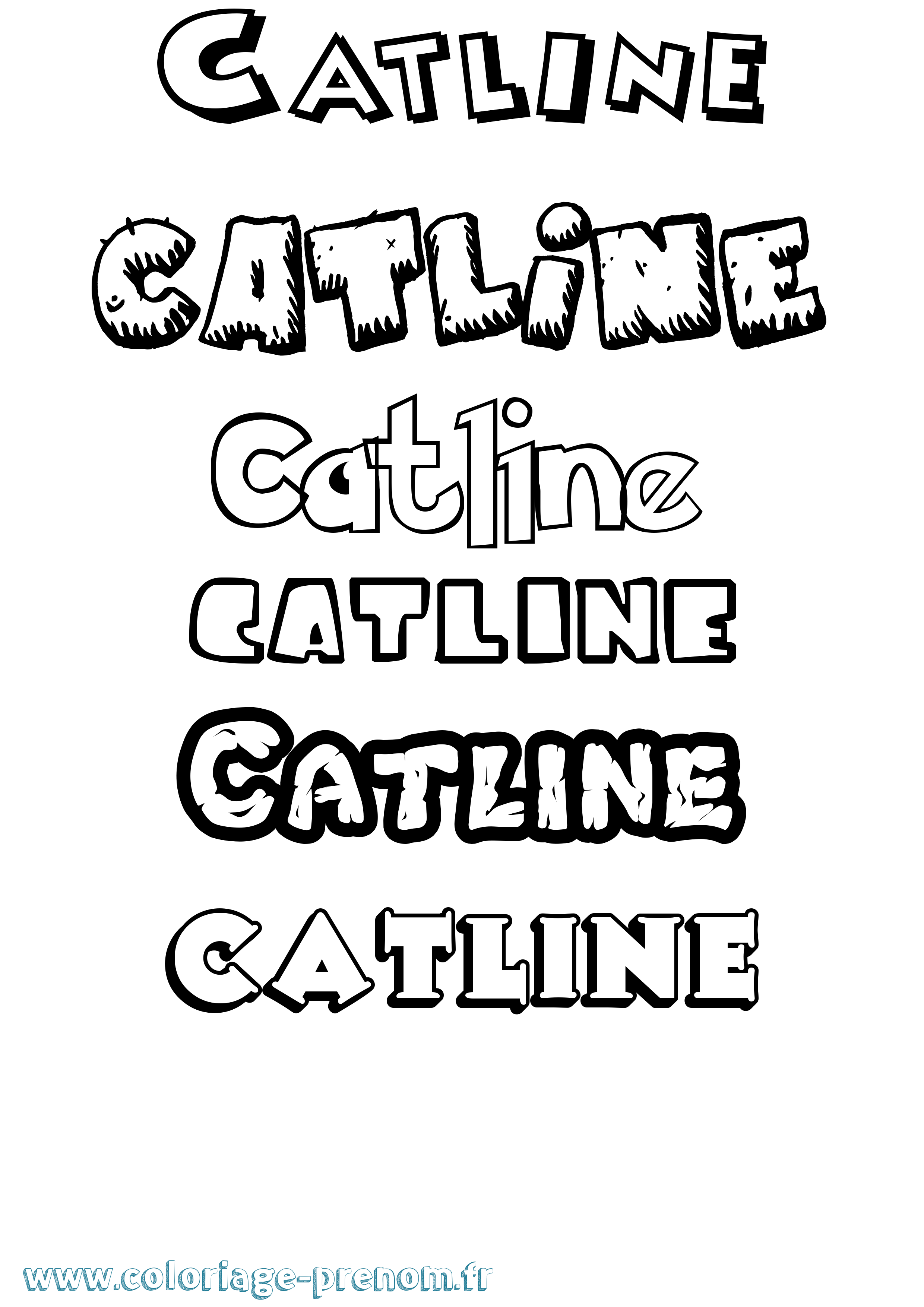 Coloriage Catline Dessin Animé Coloriage prénom Catline Dessin Animé