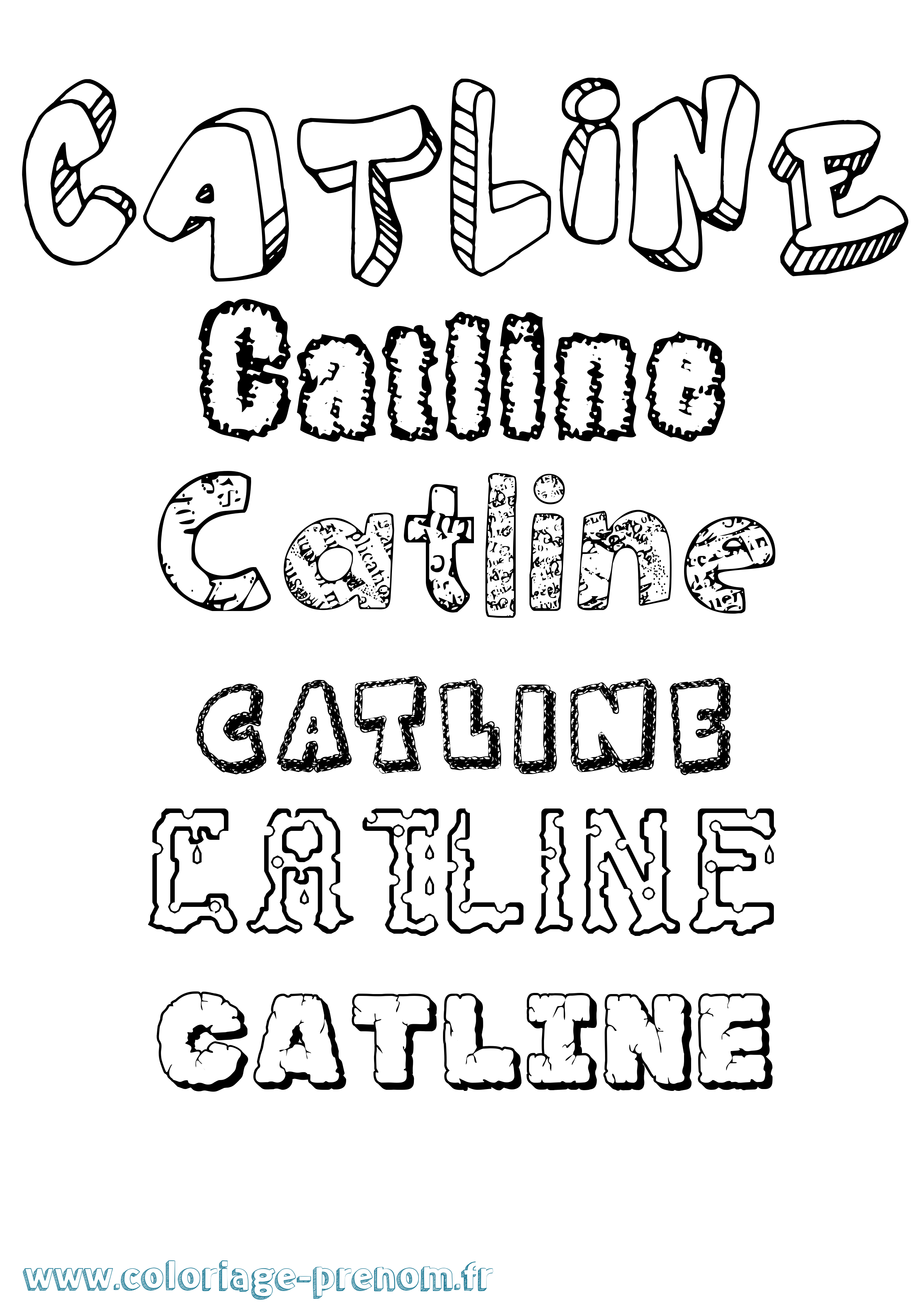 Coloriage Catline Destructuré Coloriage prénom Catline Destructuré