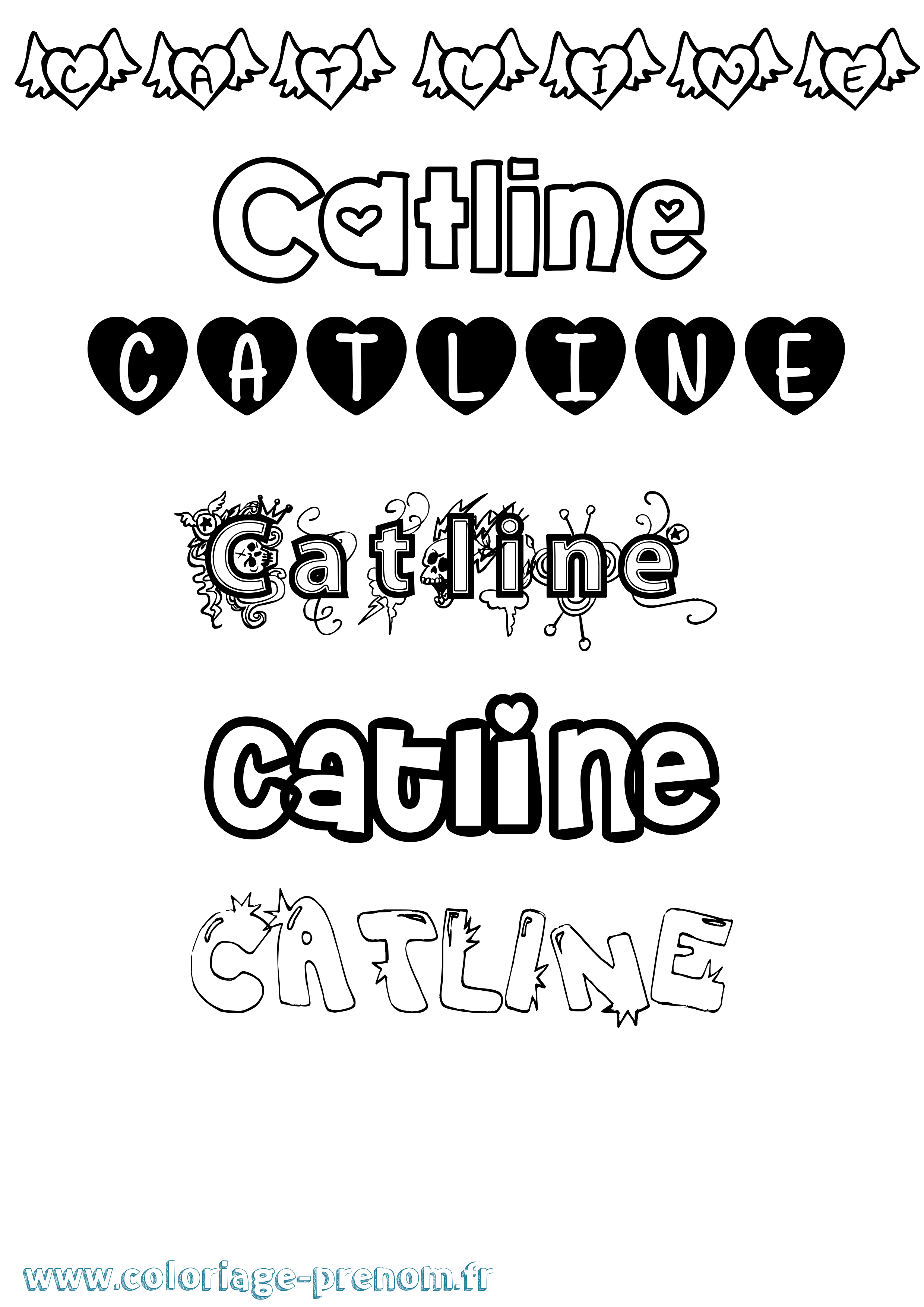 Coloriage Catline Girly Coloriage prénom Catline Girly