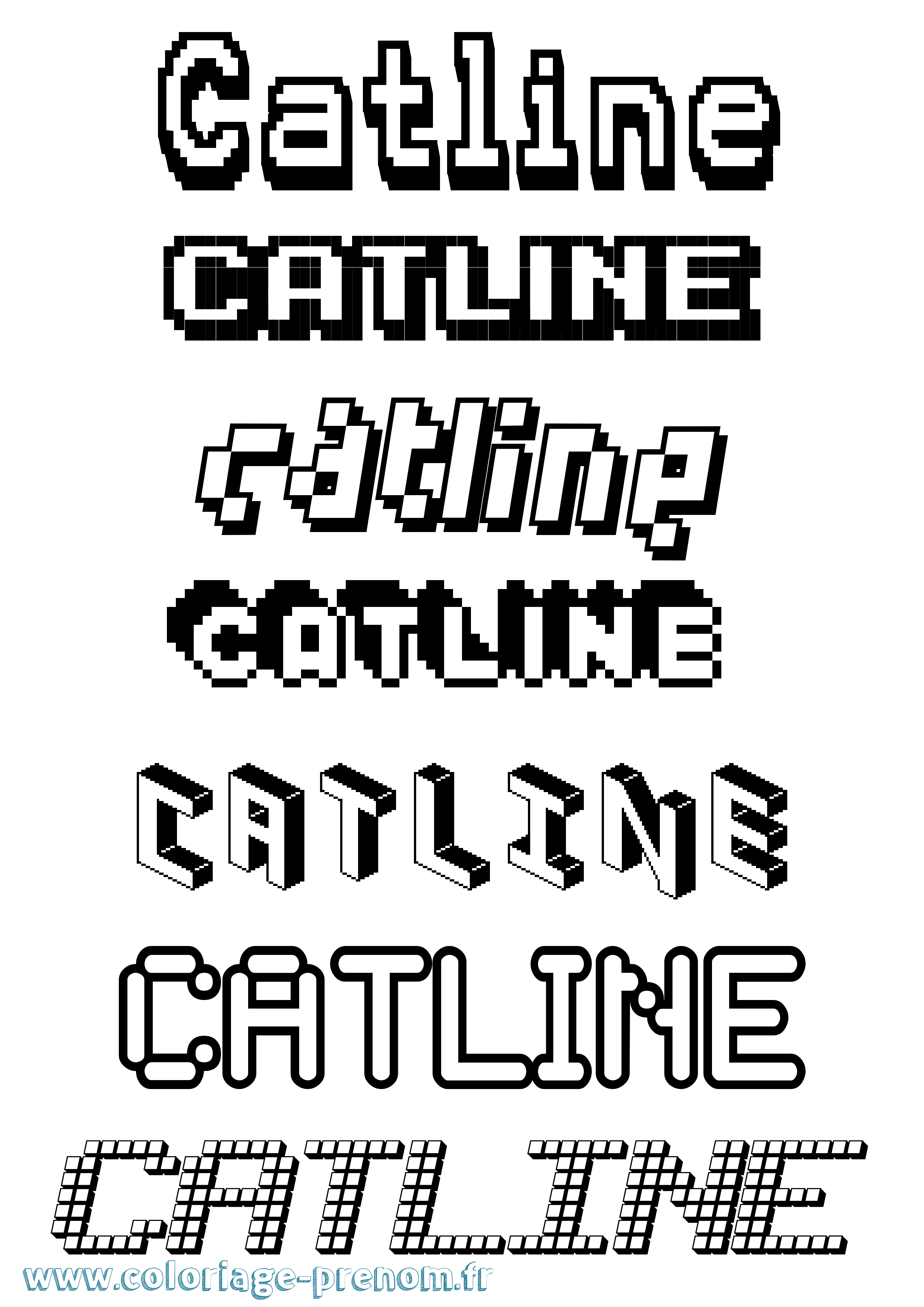 Coloriage Catline Pixel Coloriage prénom Catline Pixel