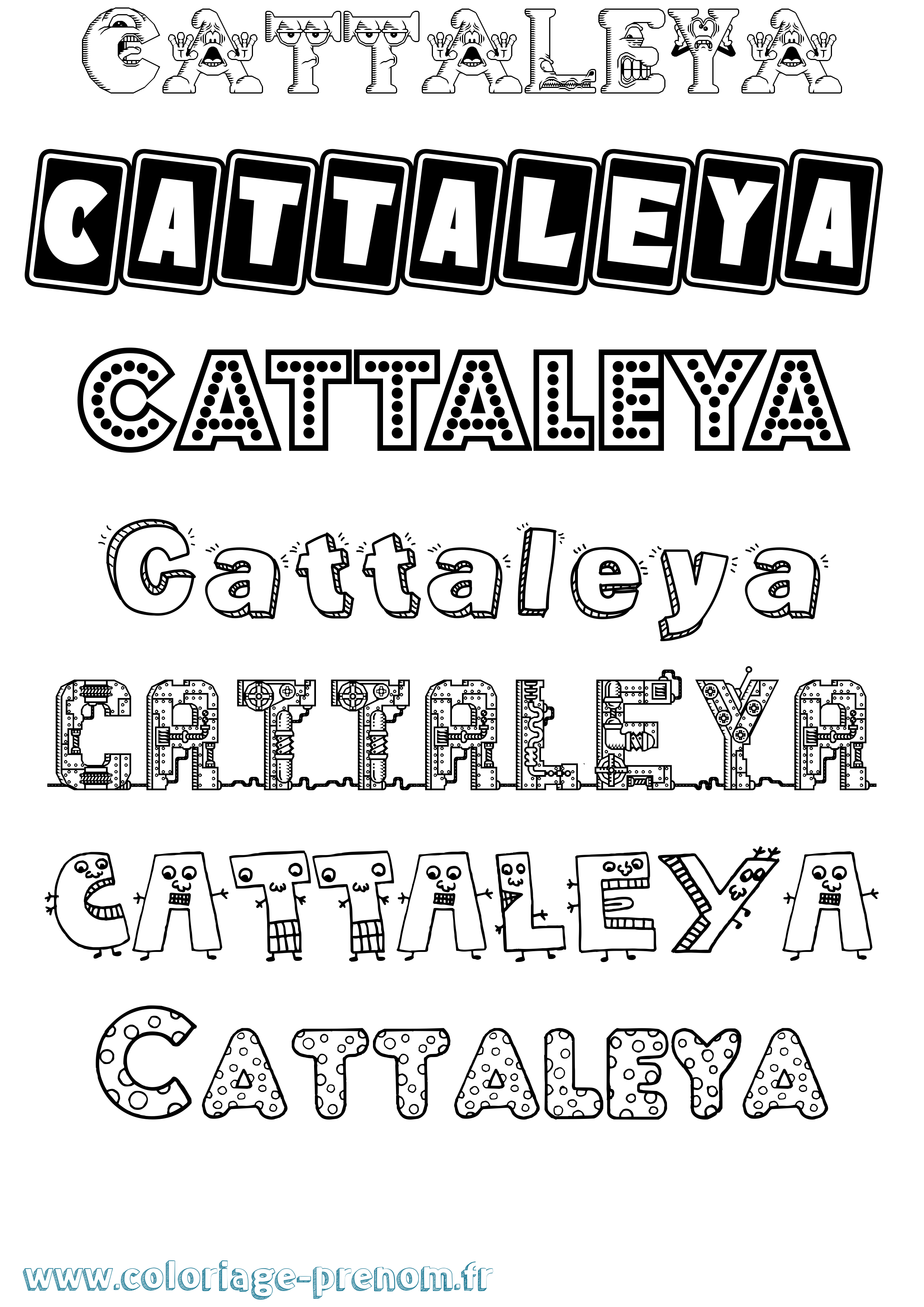 Coloriage Cattaleya Fun Coloriage prénom Cattaleya Fun