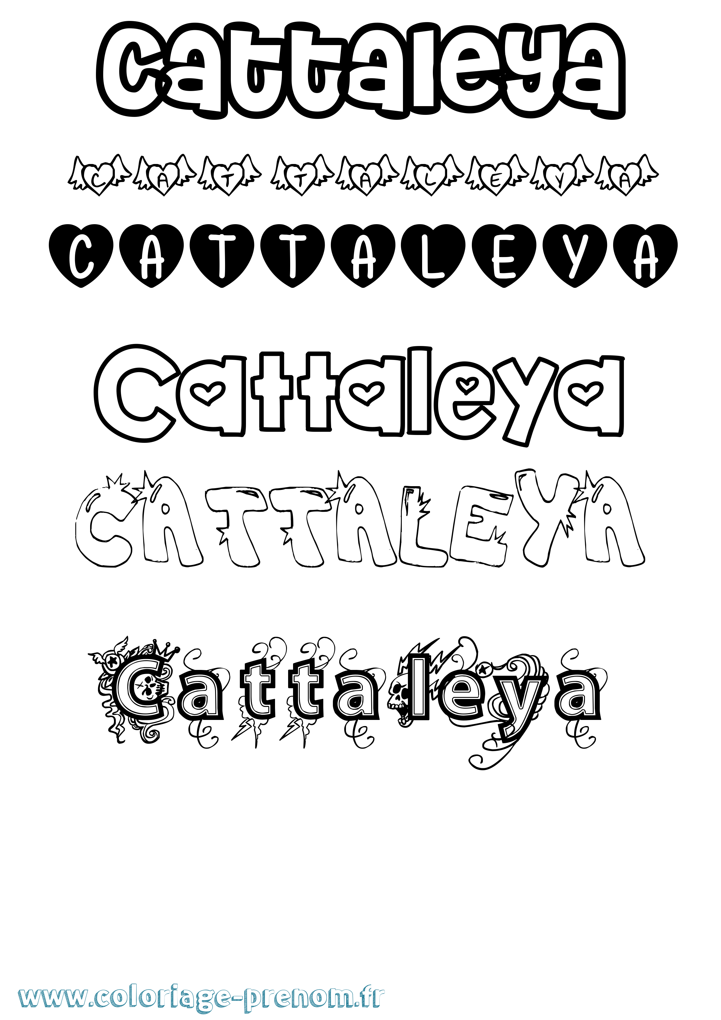 Coloriage Cattaleya Girly Coloriage prénom Cattaleya Girly